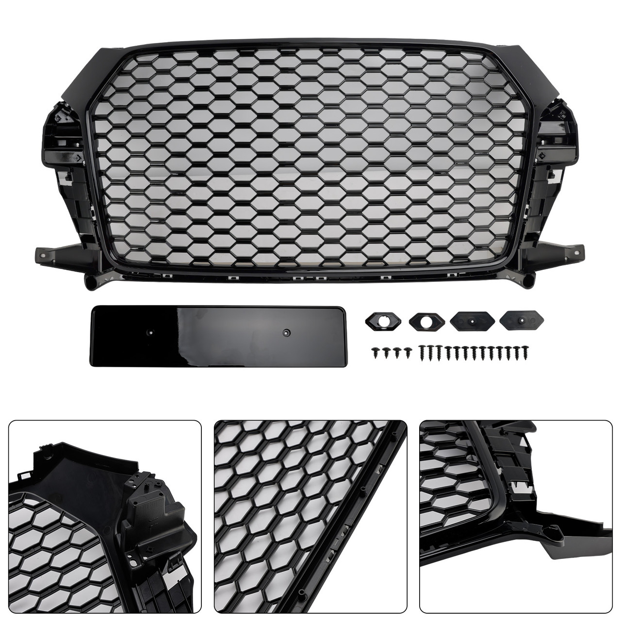 2016-2018 Audi Q3 8U Facelift RSQ3 Style Front Honeycomb Grille Gloss Black Generic