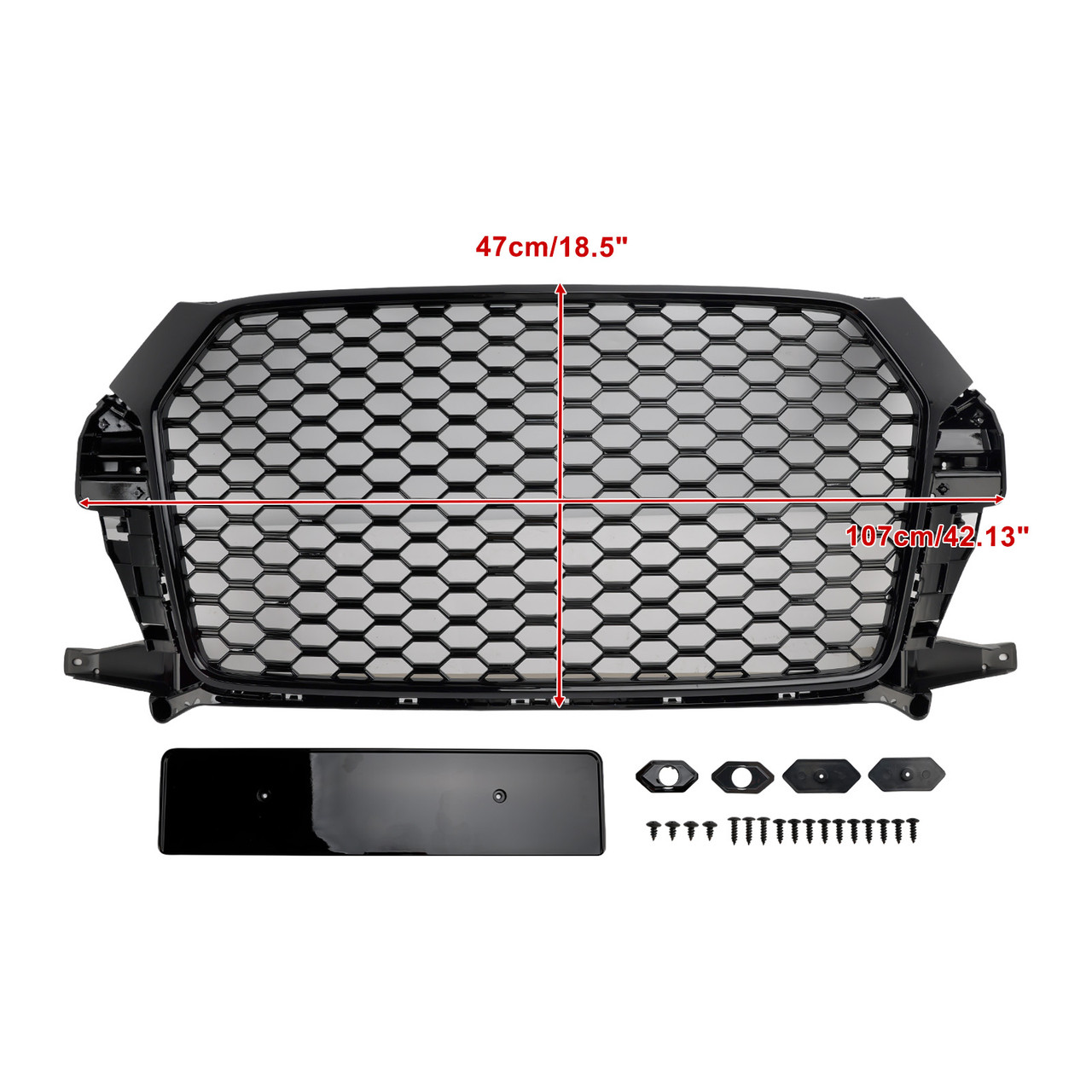 2016-2018 Audi Q3 8U Facelift RSQ3 Style Front Honeycomb Grille Gloss Black Generic