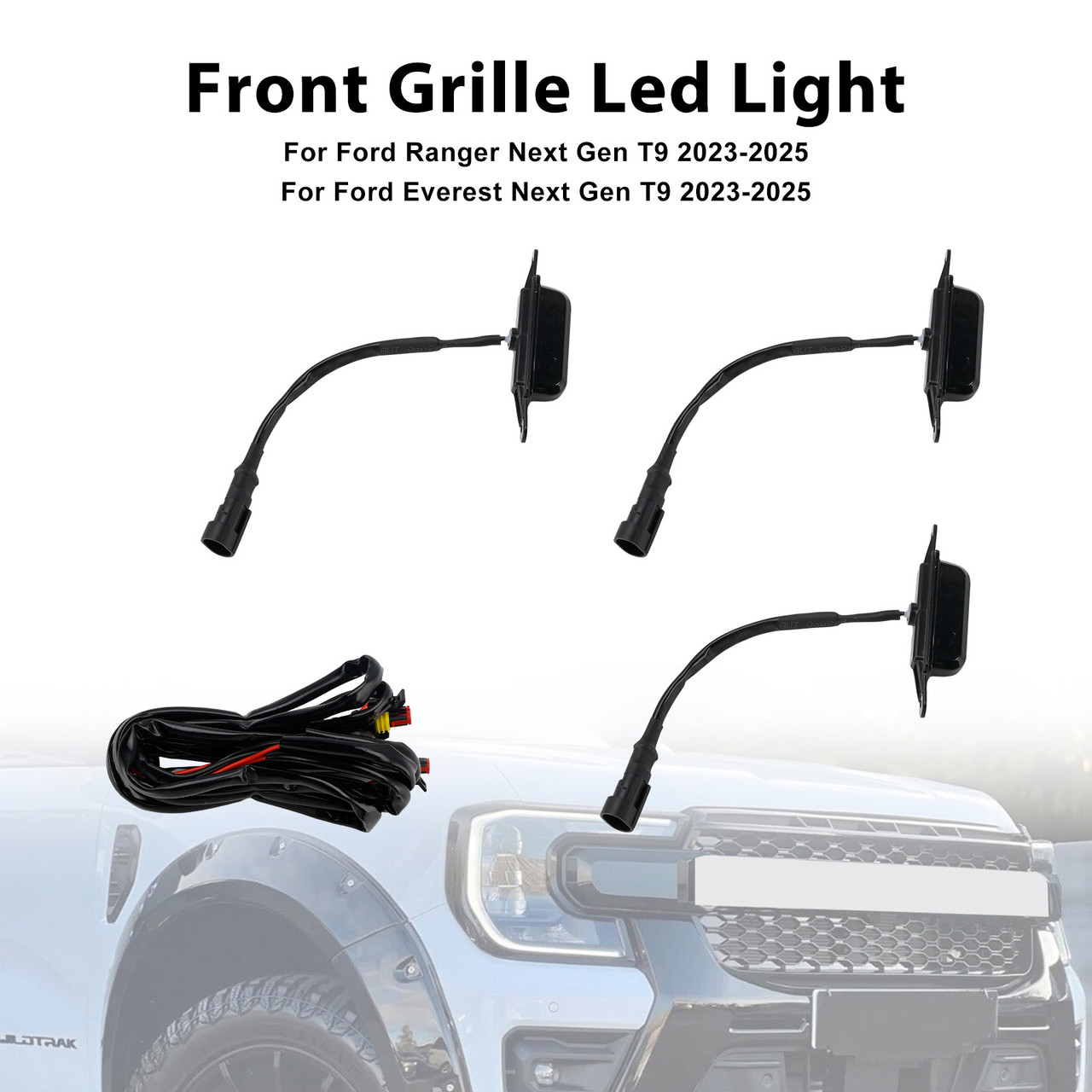 2023-2025 Ford Ranger/ Everest Next Gen T9 3PCS LED Grille Light White Generic
