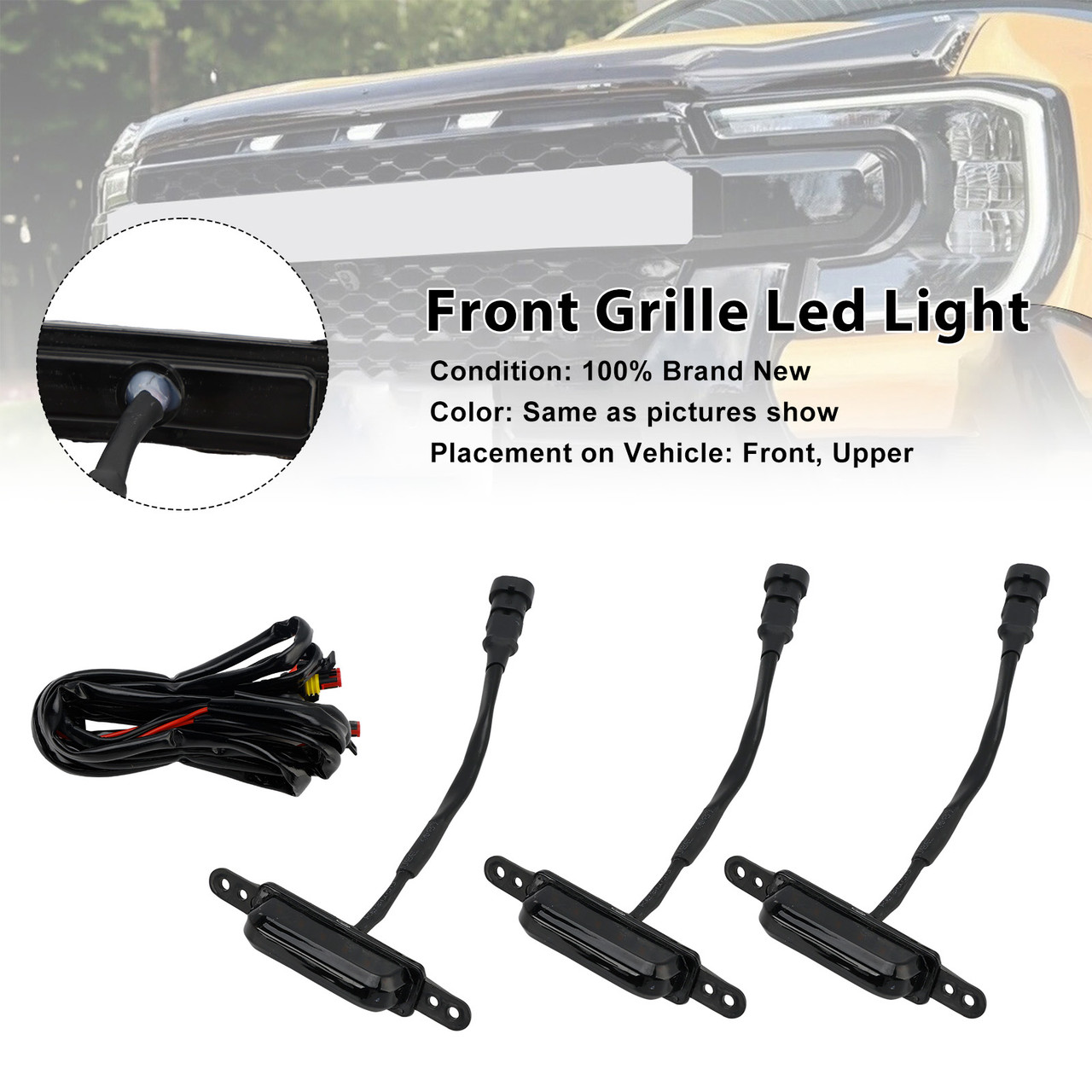 2023-2025 Ford Ranger/ Everest Next Gen T9 3PCS LED Grille Light Yellow Generic