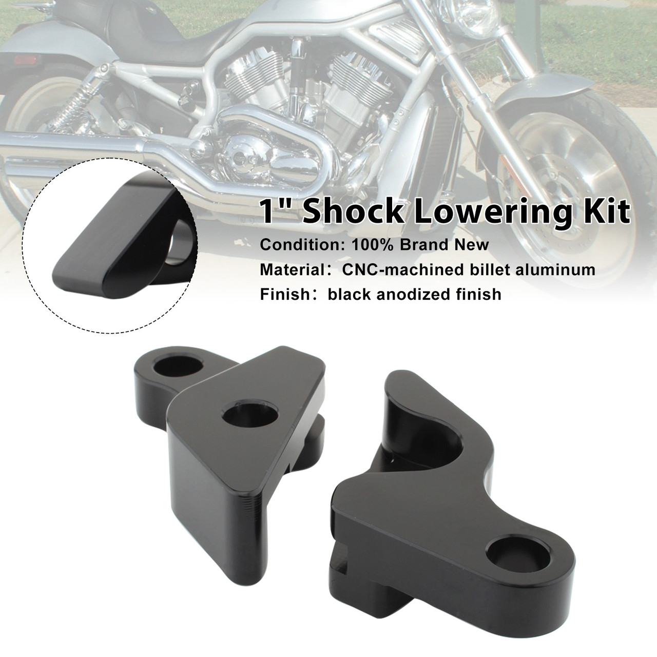 2002-2017 HARLEY VRSC V-ROD 1" Shock Lowering Kit Black Generic