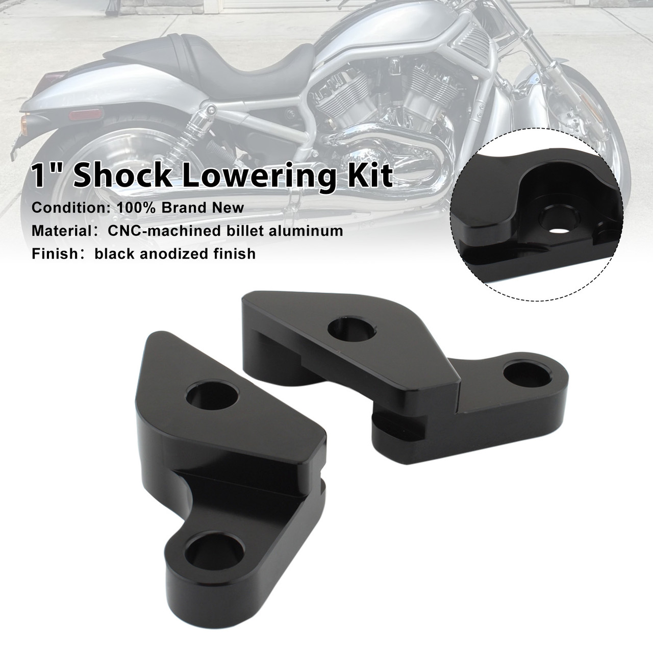 2002-2017 HARLEY VRSC V-ROD 1" Shock Lowering Kit Black Generic