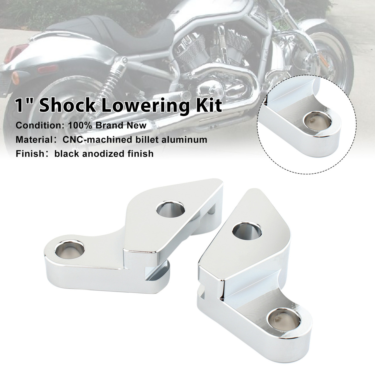 2002-2017 HARLEY VRSC V-ROD 1" Shock Lowering Kit Silver Generic