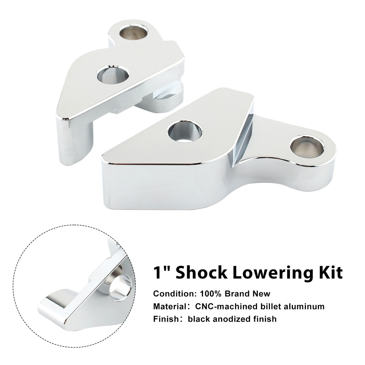 2002-2017 HARLEY VRSC V-ROD 1" Shock Lowering Kit Silver Generic