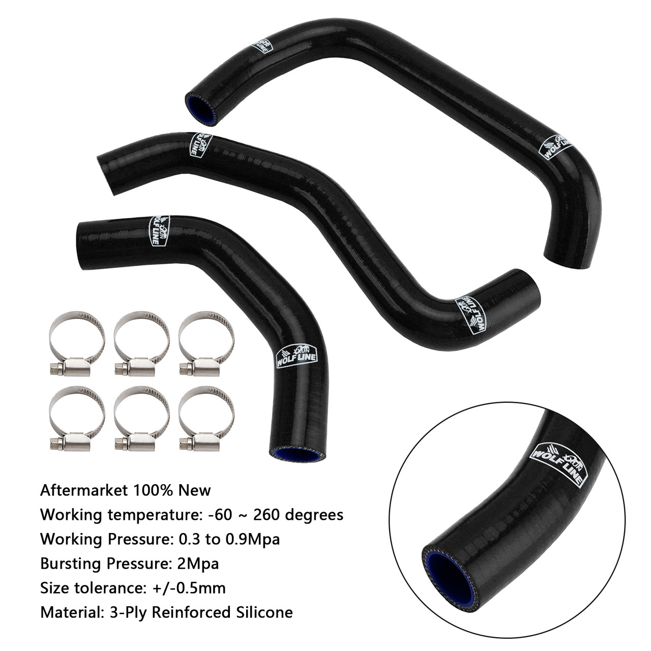2021-2025 Kawasaki ZX-10R ZX-10RR Silicone Radiator coolant Hose kit Black Generic