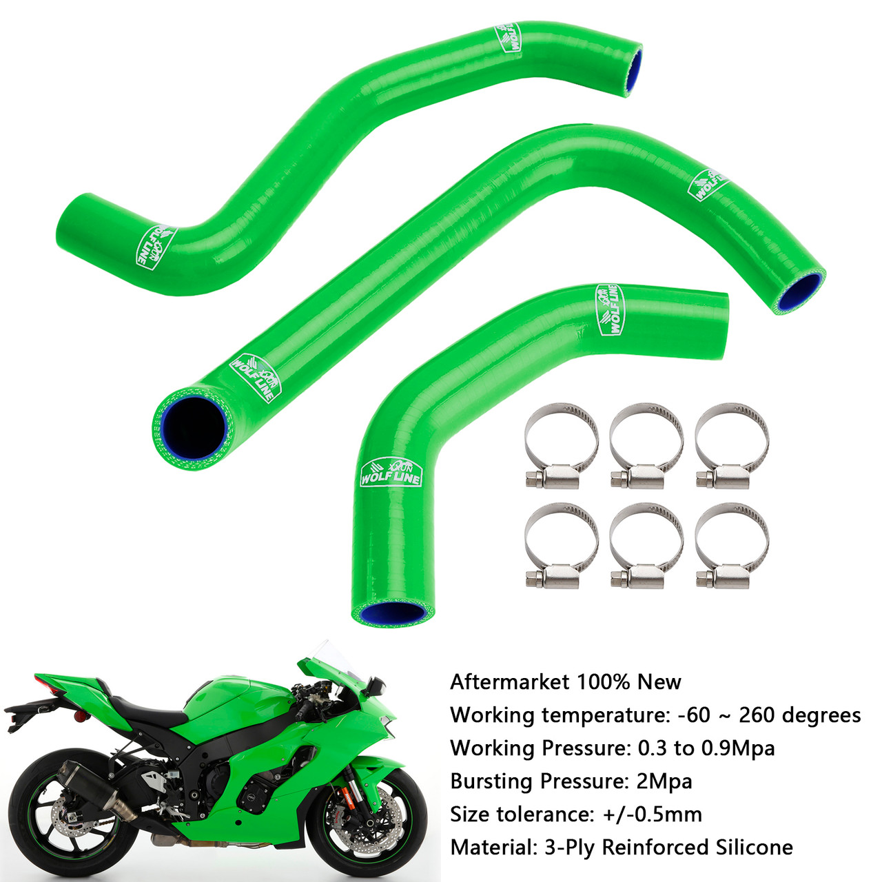 2021-2025 Kawasaki ZX-10R ZX-10RR Silicone Radiator coolant Hose kit Blue Generic