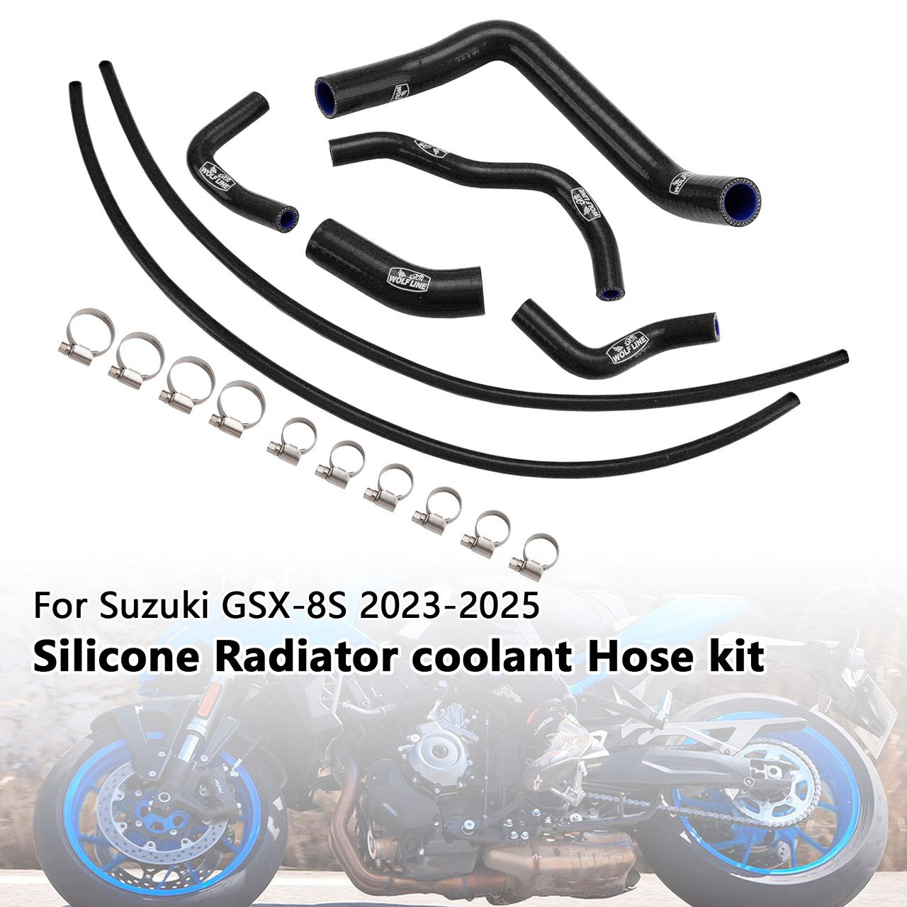 2023-2025 Suzuki GSX-8S Silicone Radiator coolant Hose kit Black Generic