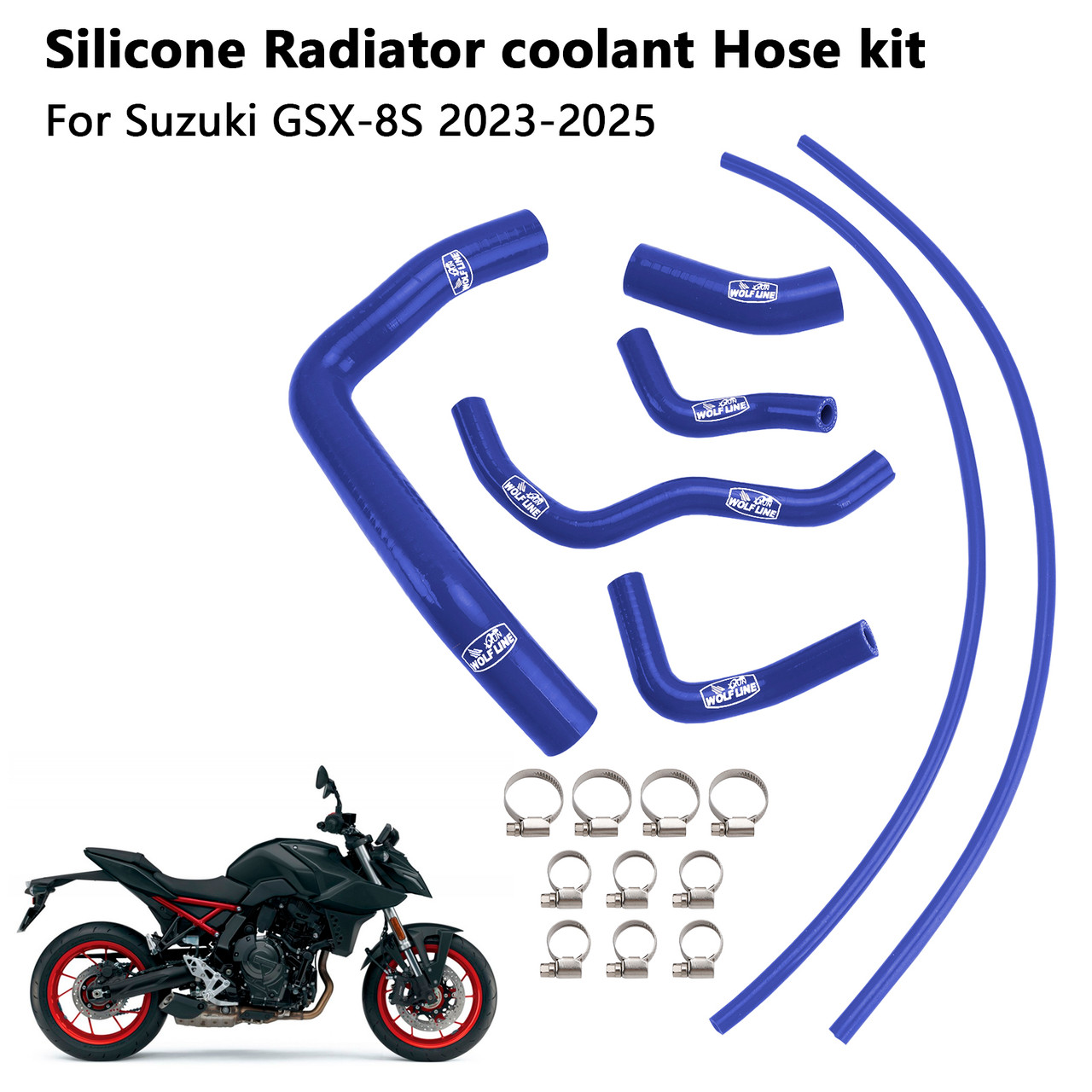 2023-2025 Suzuki GSX-8S Silicone Radiator coolant Hose kit Blue Generic