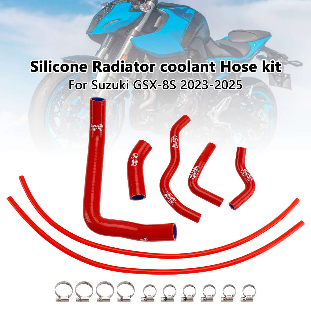 2023-2025 Suzuki GSX-8S Silicone Radiator coolant Hose kit Red Generic