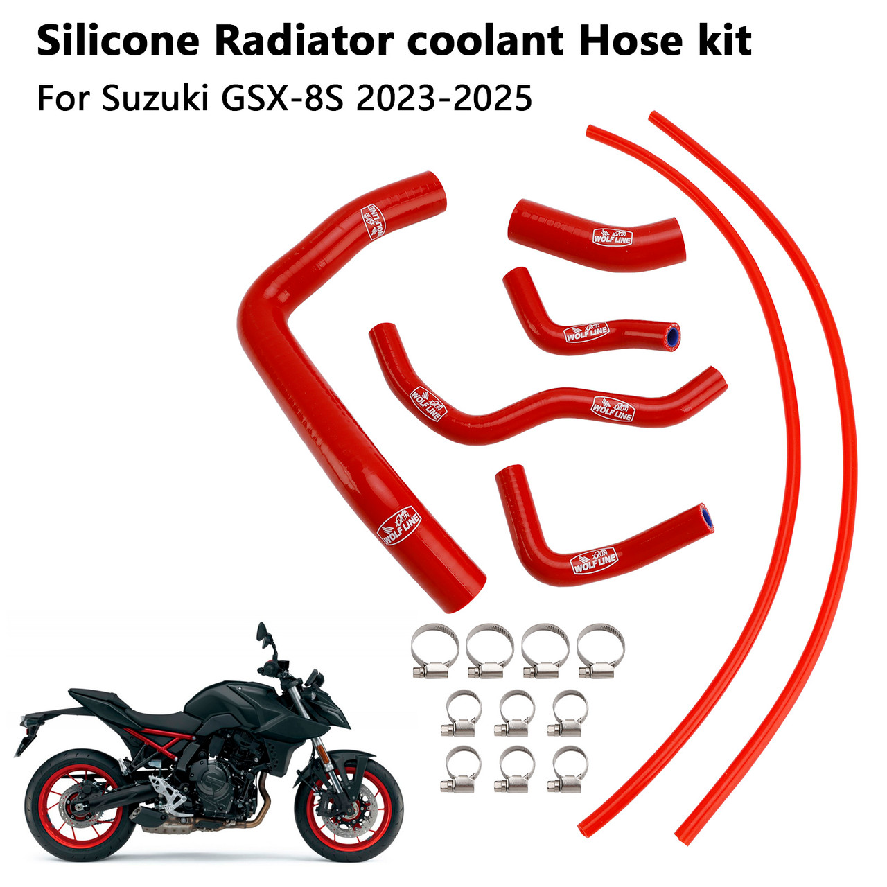 2023-2025 Suzuki GSX-8S Silicone Radiator coolant Hose kit Red Generic