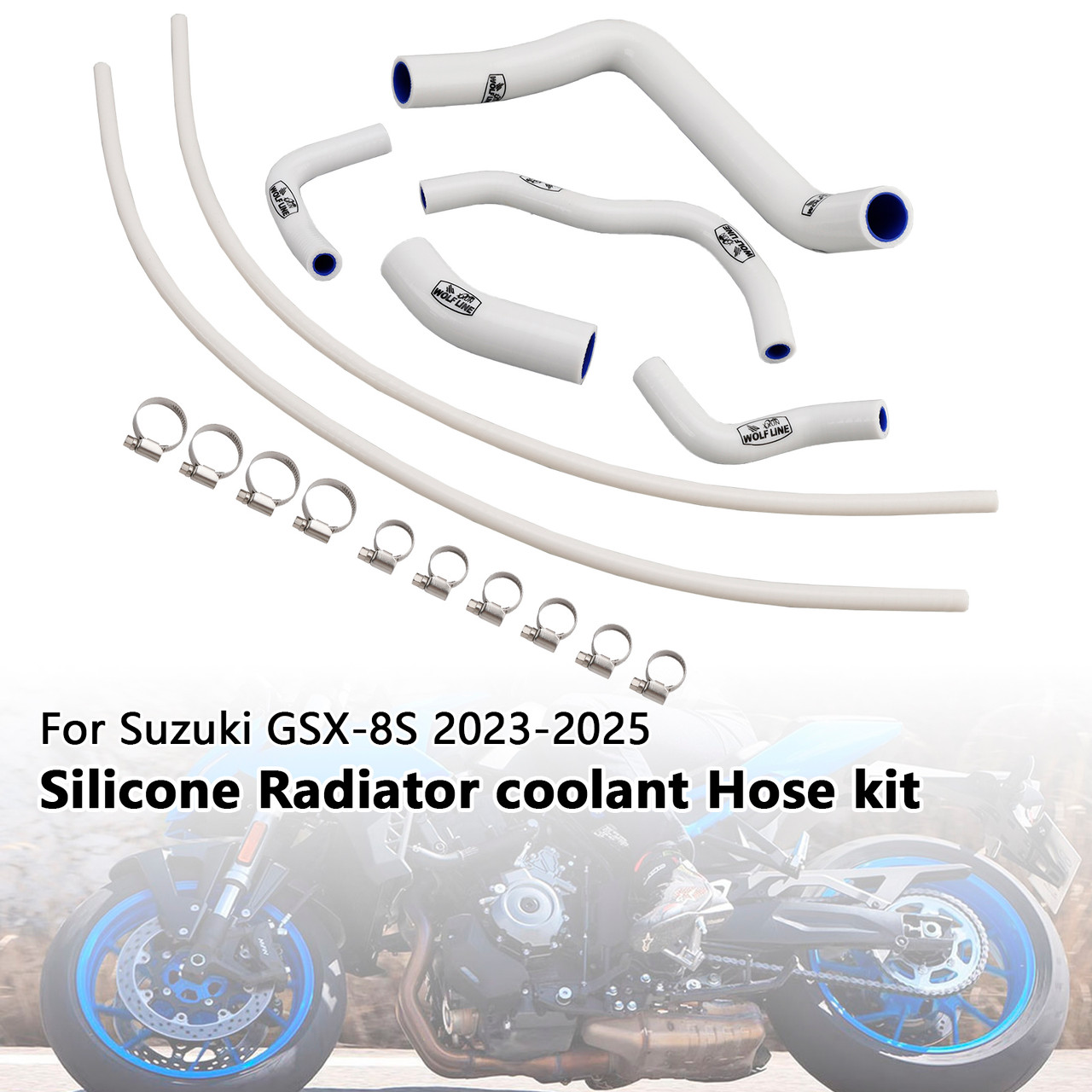 2023-2025 Suzuki GSX-8S Silicone Radiator coolant Hose kit White Generic