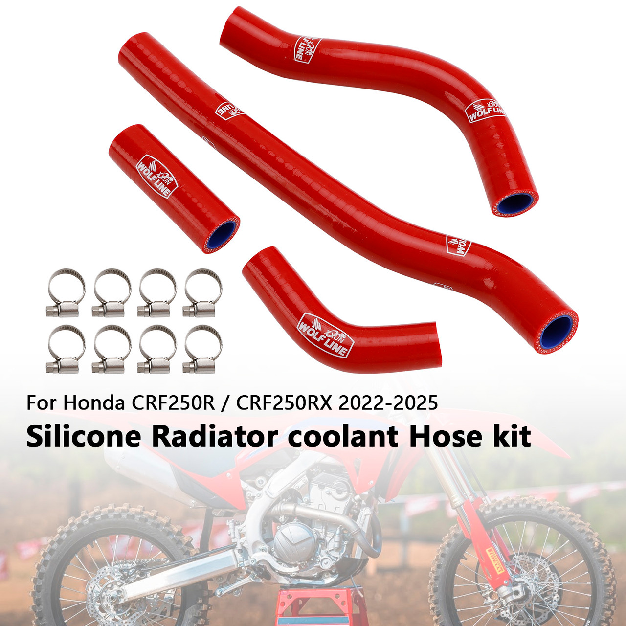 2022-2025 Honda CRF250R / CRF250RX Silicone Radiator coolant Hose kit Red Generic