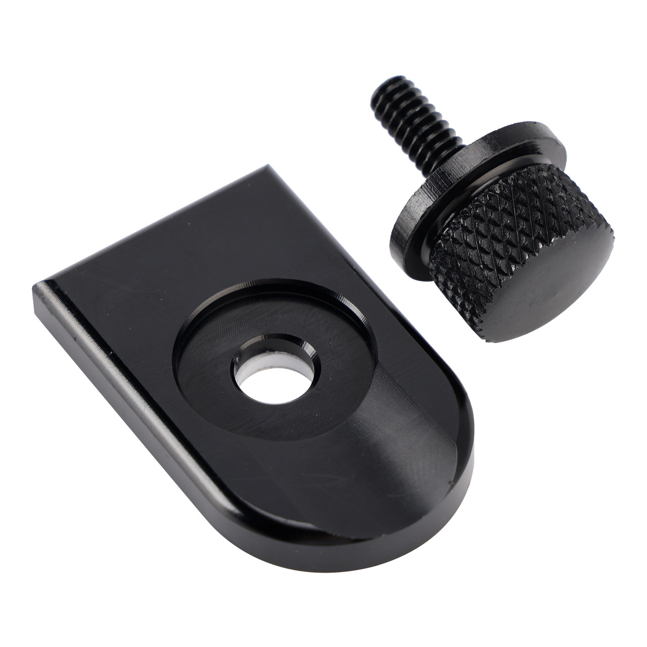 1996-2023 Touring Softail Dyna Sportster Model 1/4-20 Knurled Seat Bolt Screw with Plate Black Generic