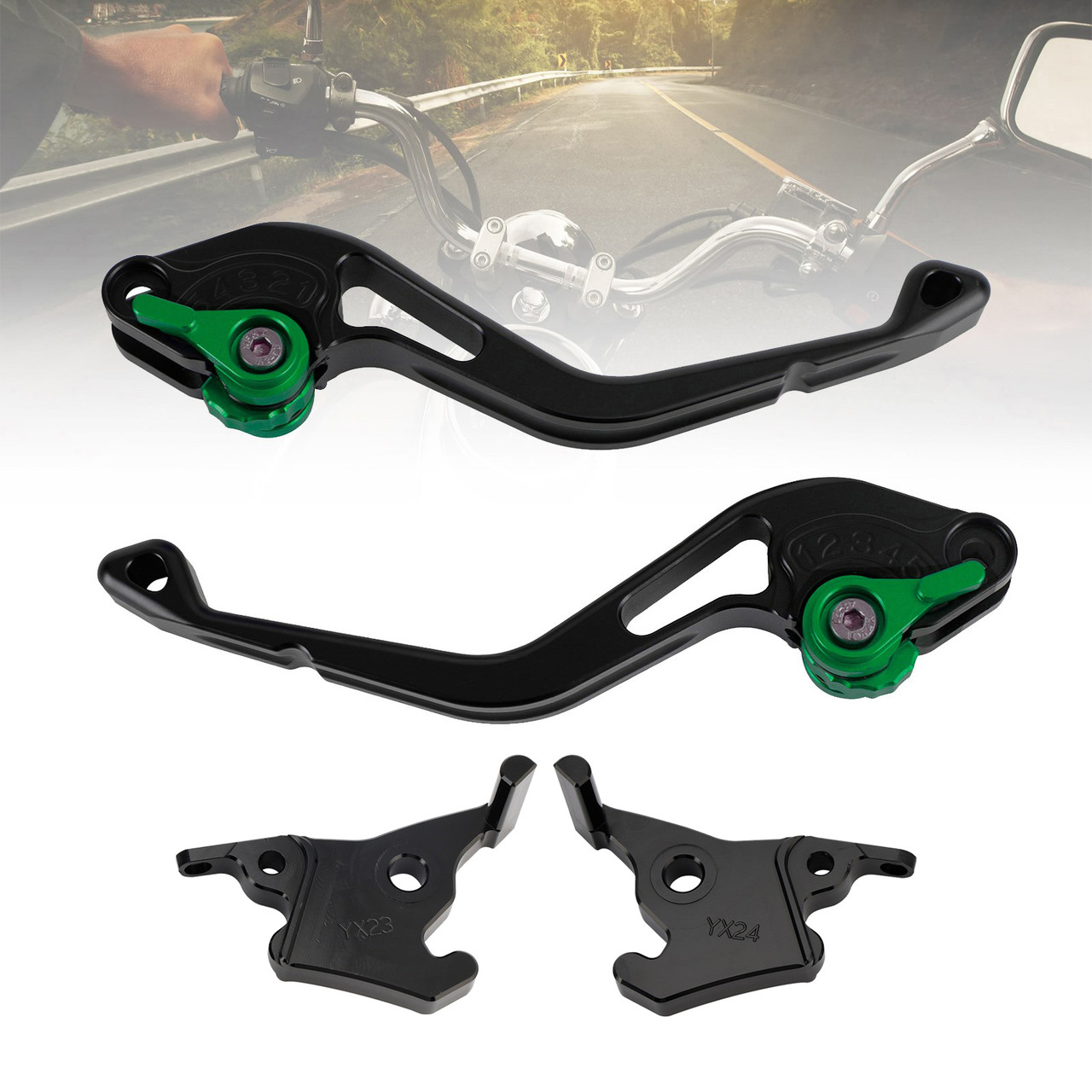 2023-2025 YAMAHA XMAX 300 Racing Brake & Clutch Levers Green Generic