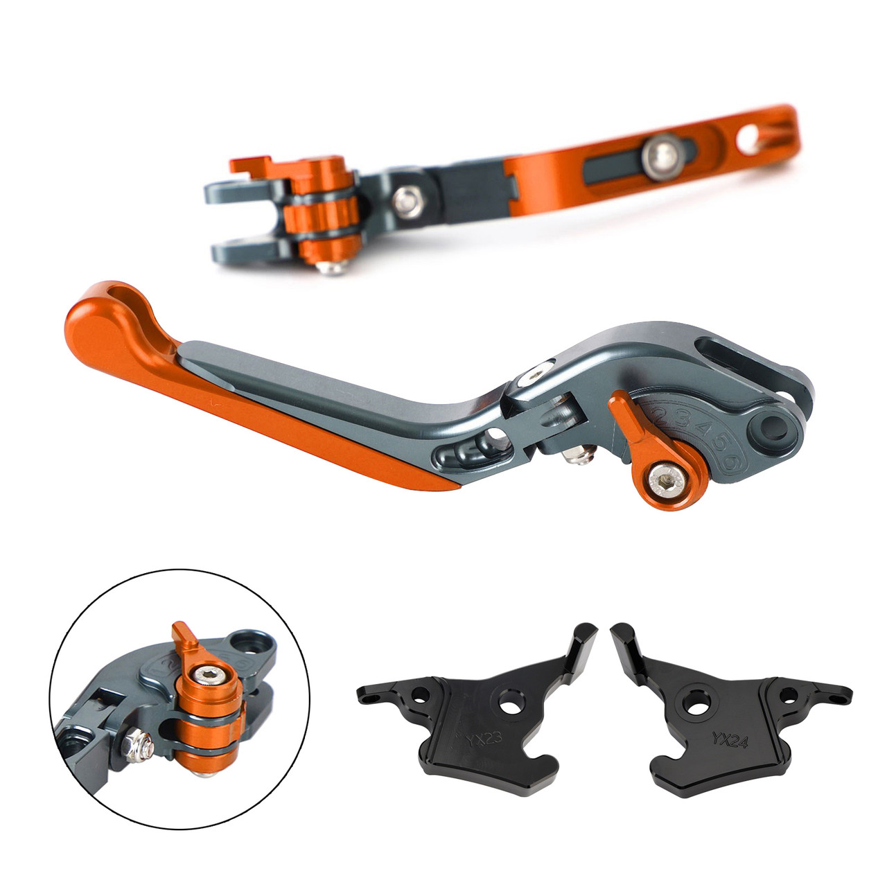 2023-2025 YAMAHA XMAX 300 Adjustable Folding Extendable Racing Brake & Clutch Levers Orange Generic