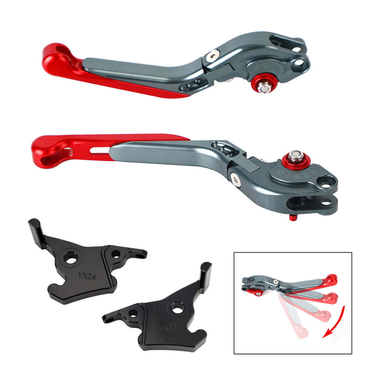 2023-2025 YAMAHA XMAX 300 Adjustable Folding Extendable Racing Brake & Clutch Levers Red Generic