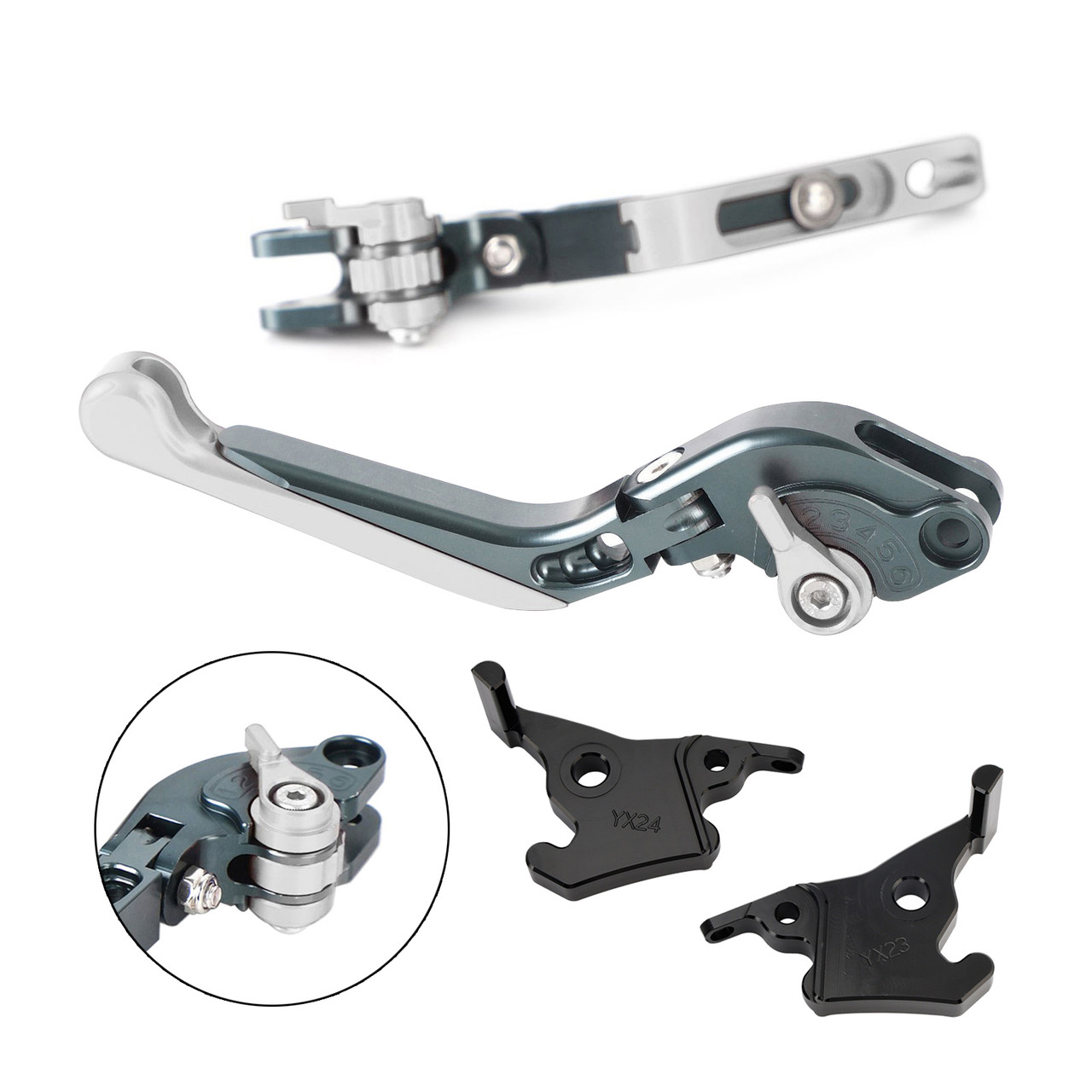2023-2025 YAMAHA XMAX 300 Adjustable Folding Extendable Racing Brake & Clutch Levers Silver Generic