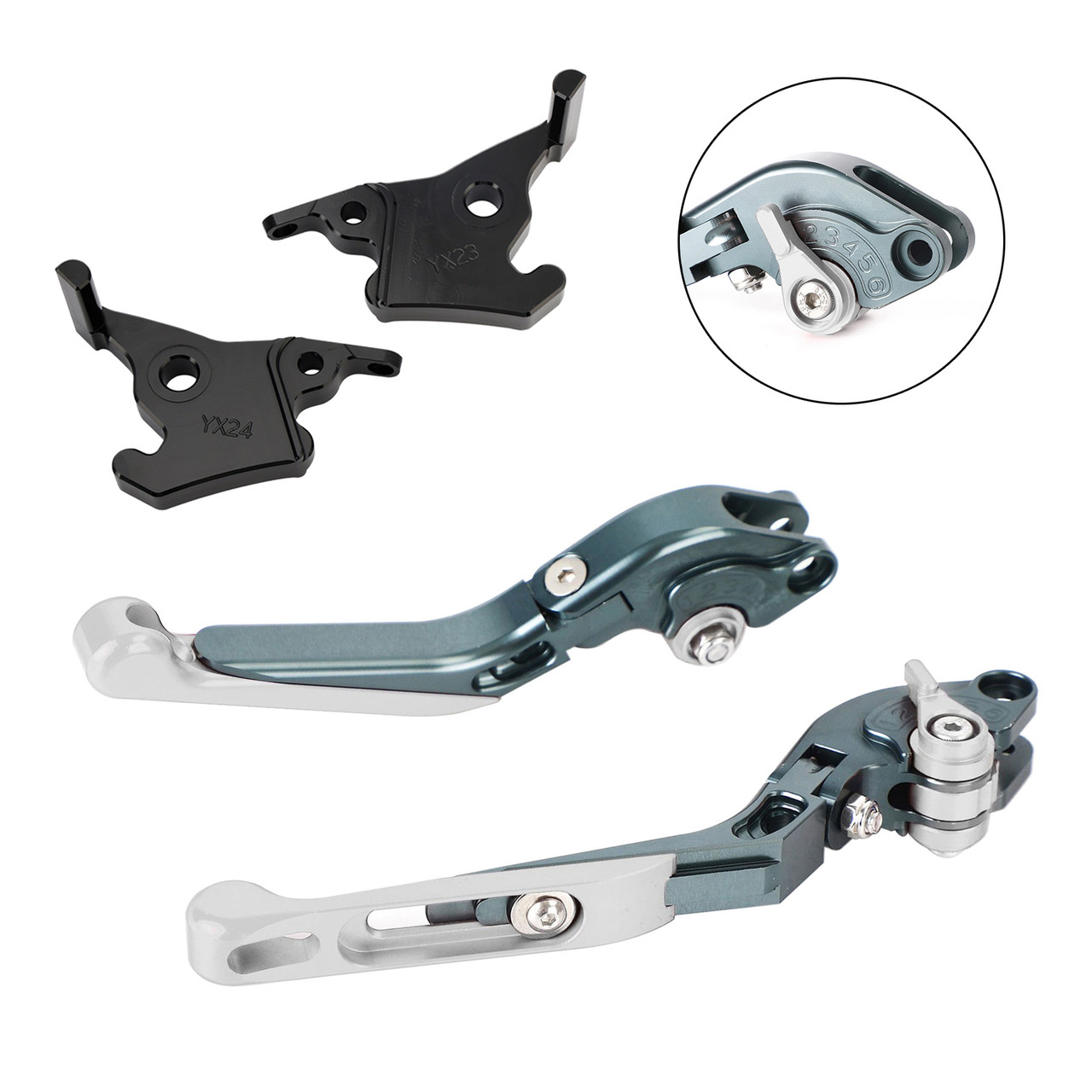 2023-2025 YAMAHA XMAX 300 Adjustable Folding Extendable Racing Brake & Clutch Levers Silver Generic