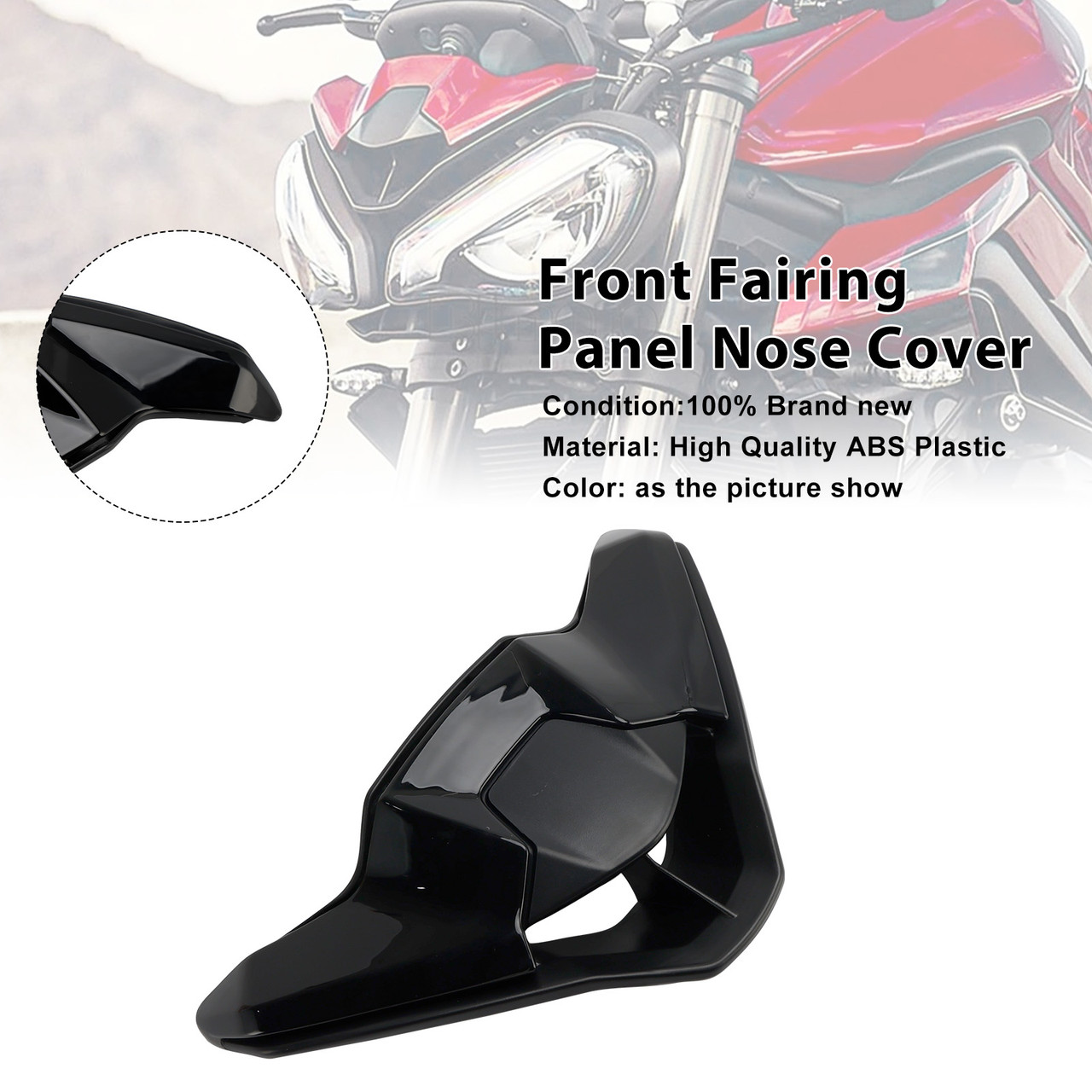 2023-2025 Triumph Street Triple 765 R/RS Front Fairing Panel Nose Cover Black Generic