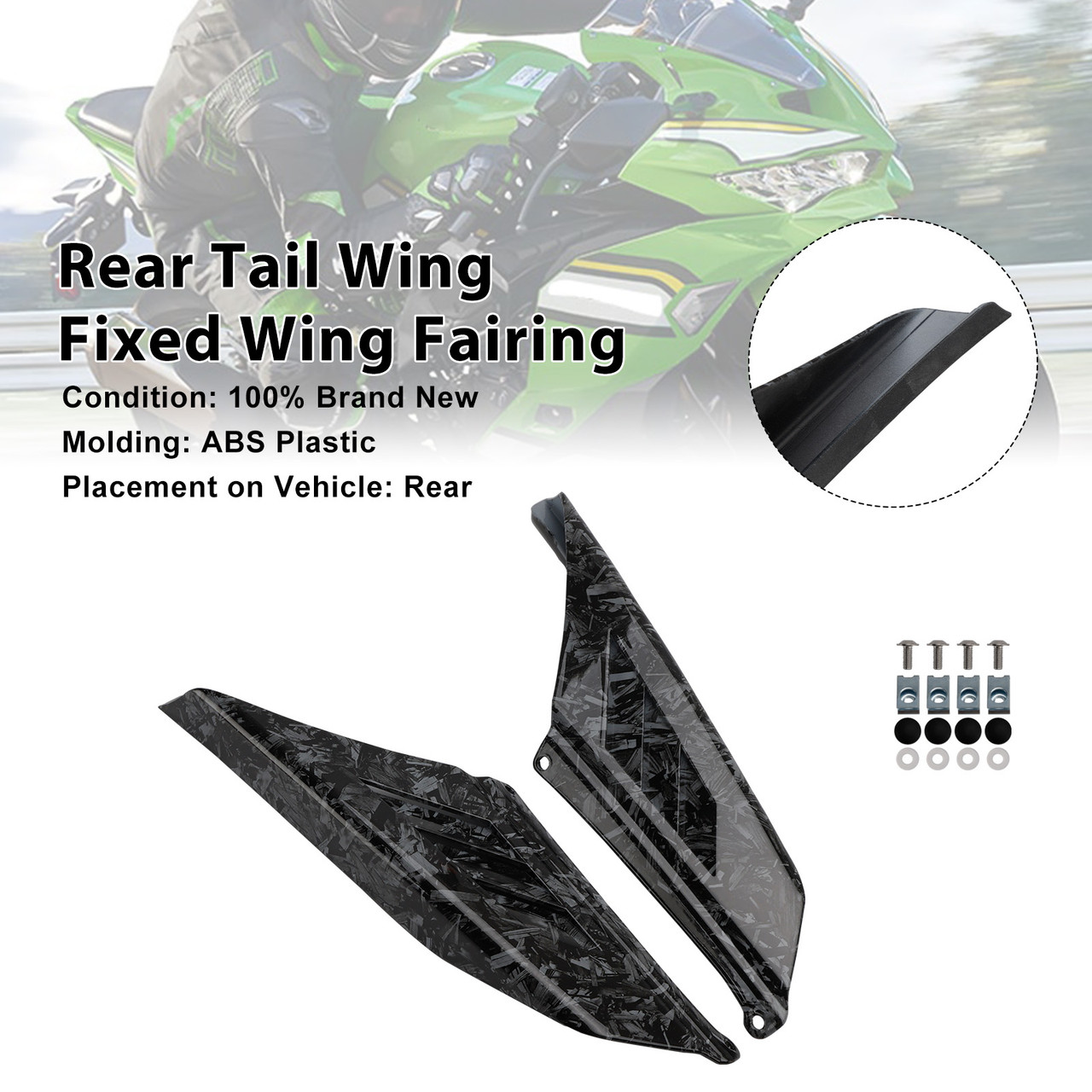 2023-2025 Kawasaki NINJA ZX-4R/ ZX-4RR Rear Tail Wing Fixed Wing Fairing Forge Generic
