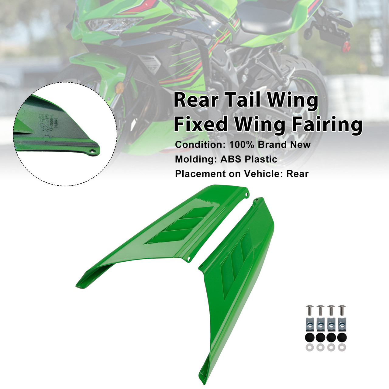 2023-2025 Kawasaki NINJA ZX-4R/ ZX-4RR Rear Tail Wing Fixed Wing Fairing Green Generic