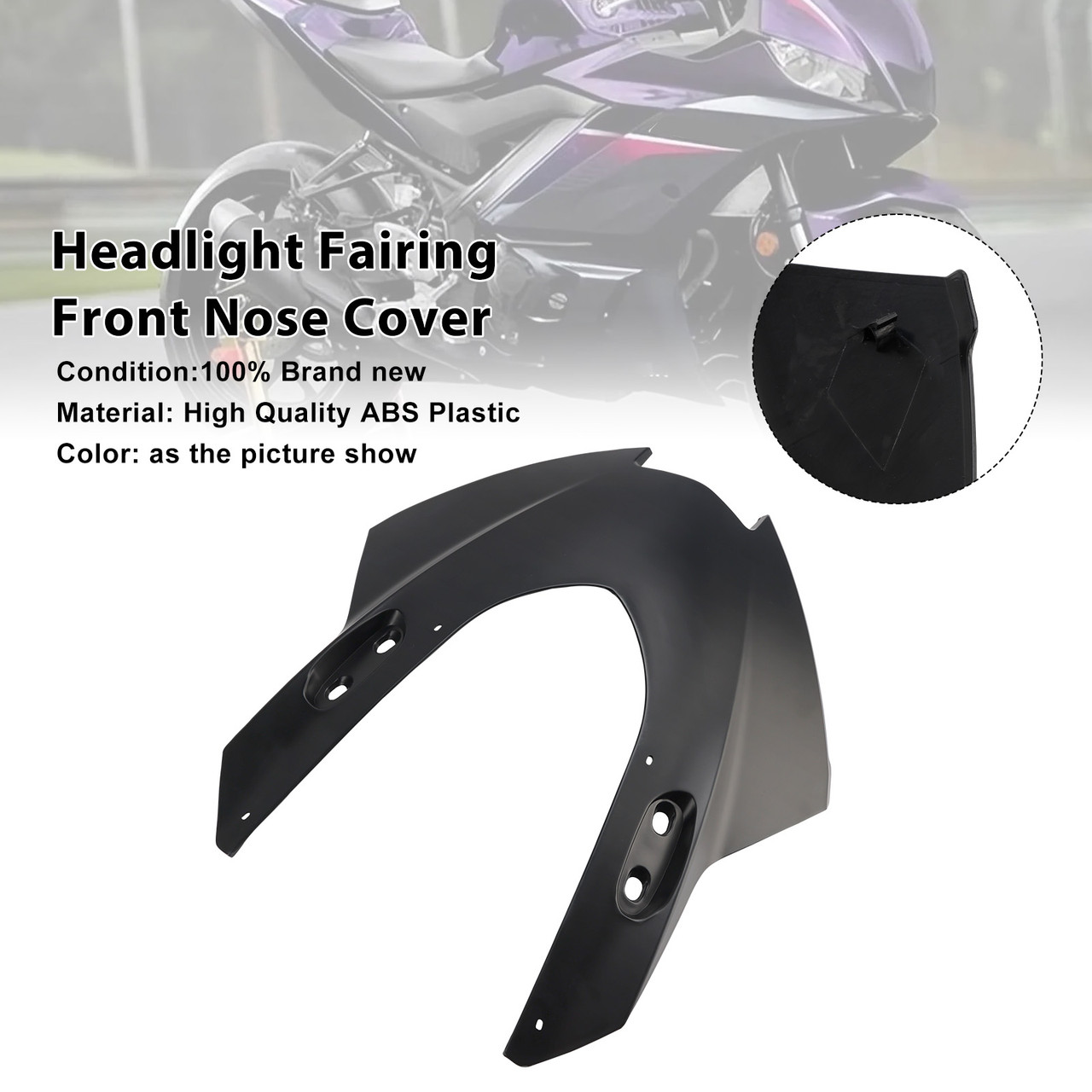 2025-2026 Yamaha YZF-R3 YZF-R25 Headlight Fairing Front Nose Cover Matte Black Generic