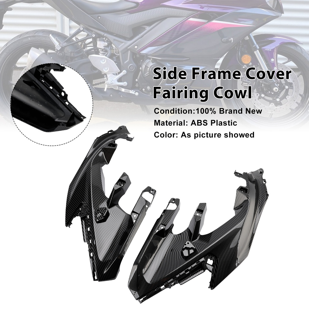 2025-2026 Yamaha YZF-R3 YZF-R25 Side Frame Cover Fairing Cowl Carbon Generic