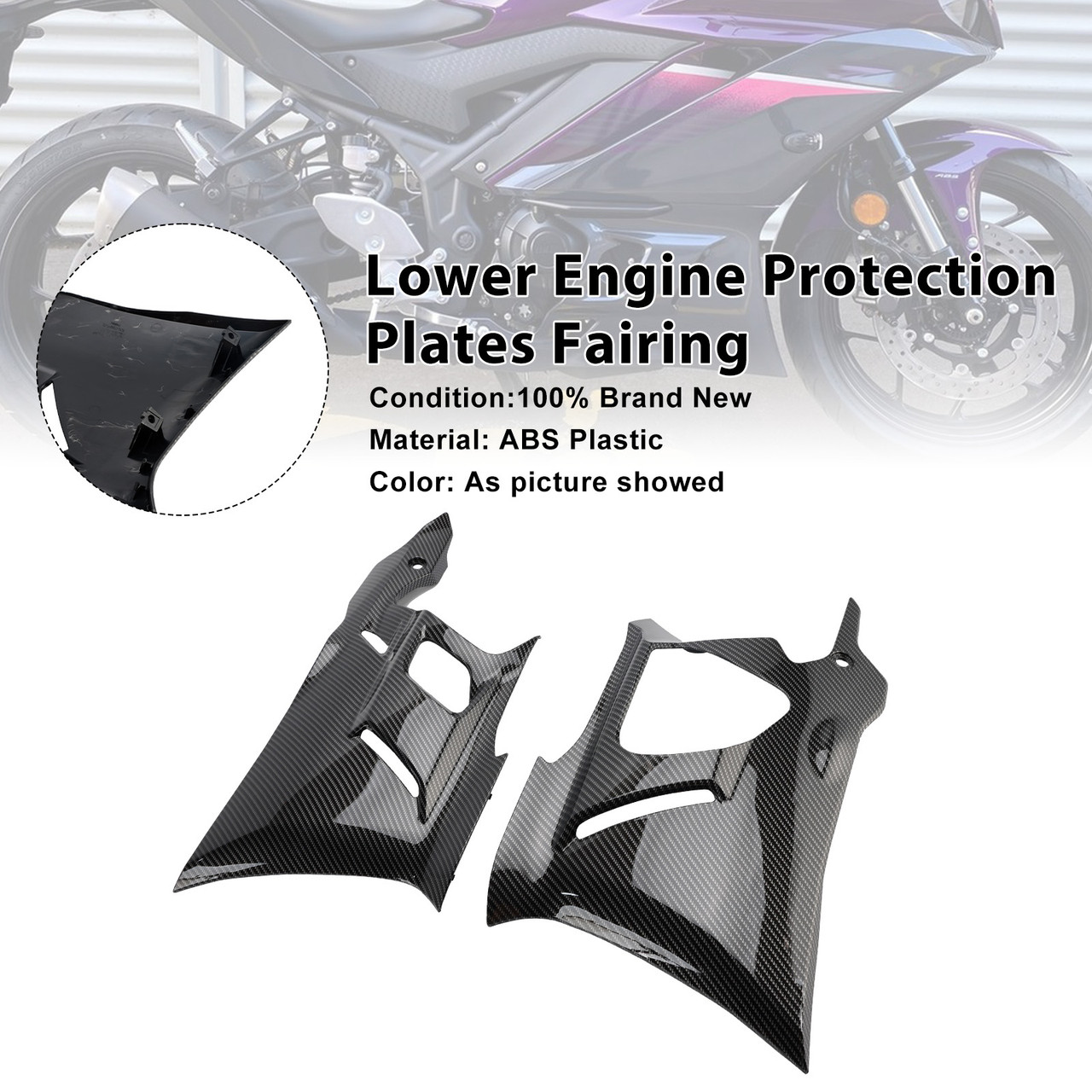2025-2026 Yamaha YZF-R3 YZF-R25 Lower Engine Protection Plates Fairing Carbon Generic