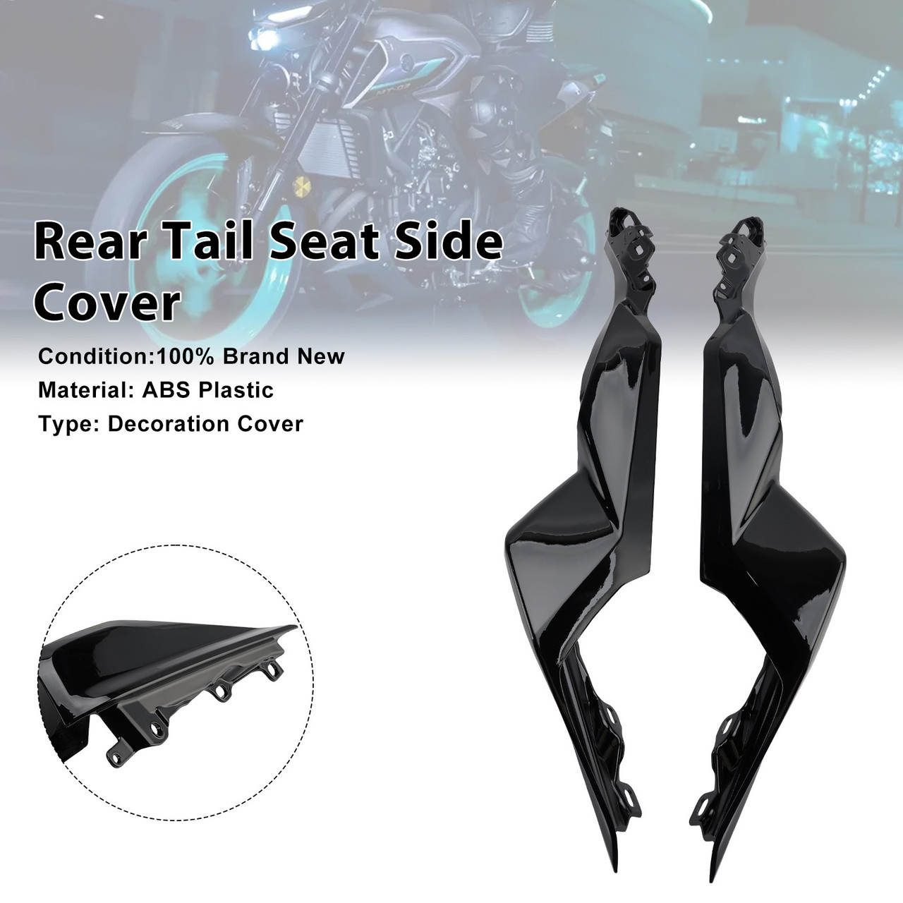 2025-2026 Yamaha YZF-R3 YZF-R25 MT-03 Rear Tail Seat Side Cover Black Generic