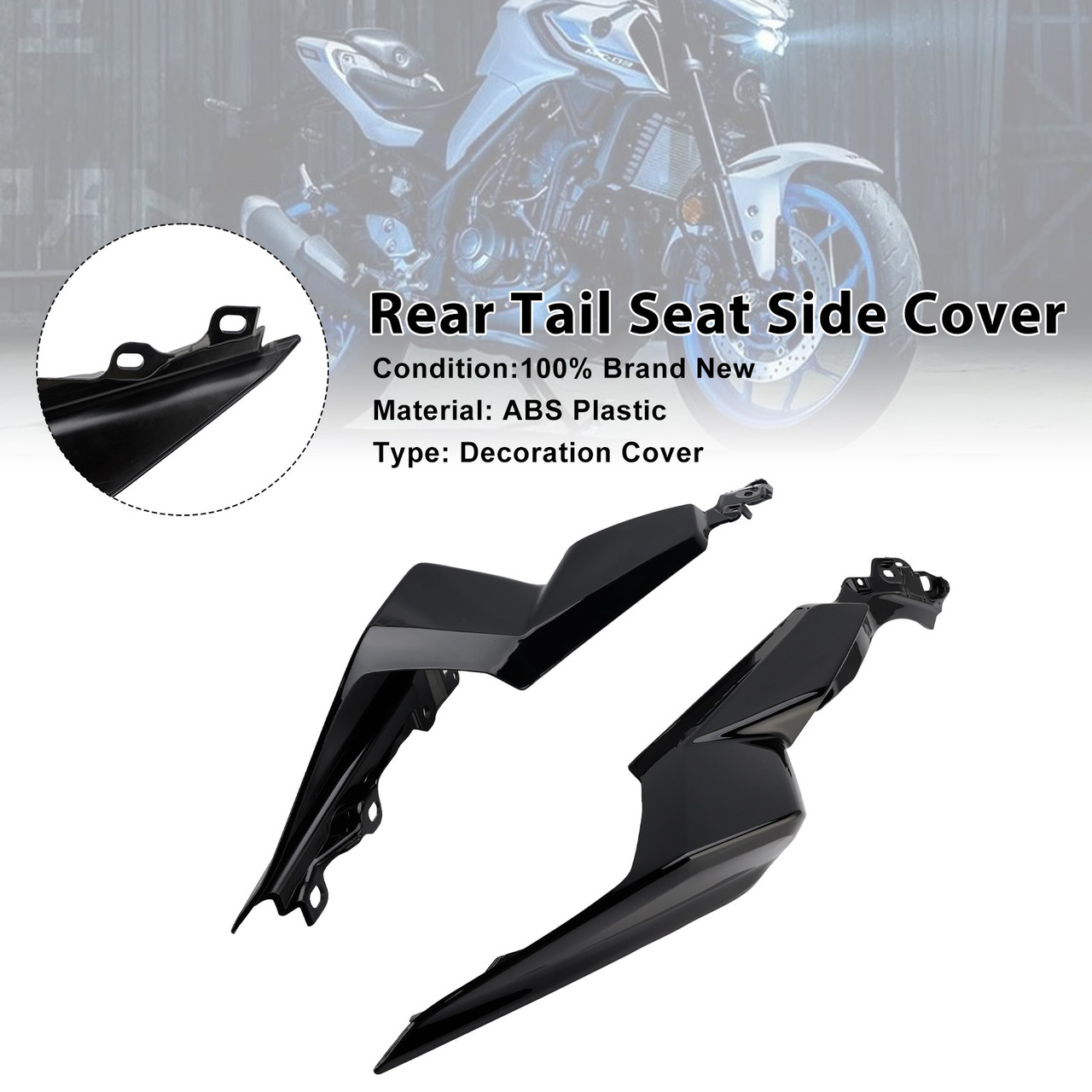 2025-2026 Yamaha YZF-R3 YZF-R25 MT-03 Rear Tail Seat Side Cover Black Generic