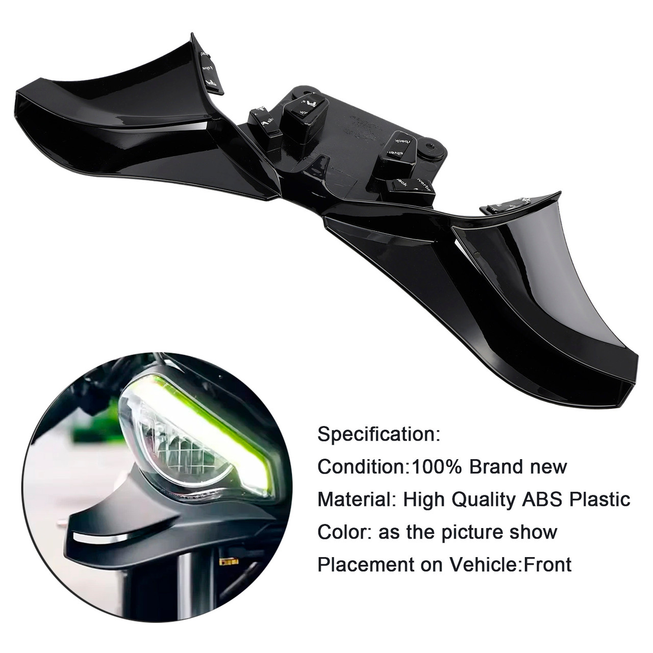 2023-2025 Triumph Street Triple 765R/RS Front Spoiler Winglet Frontal Wings Black Generic