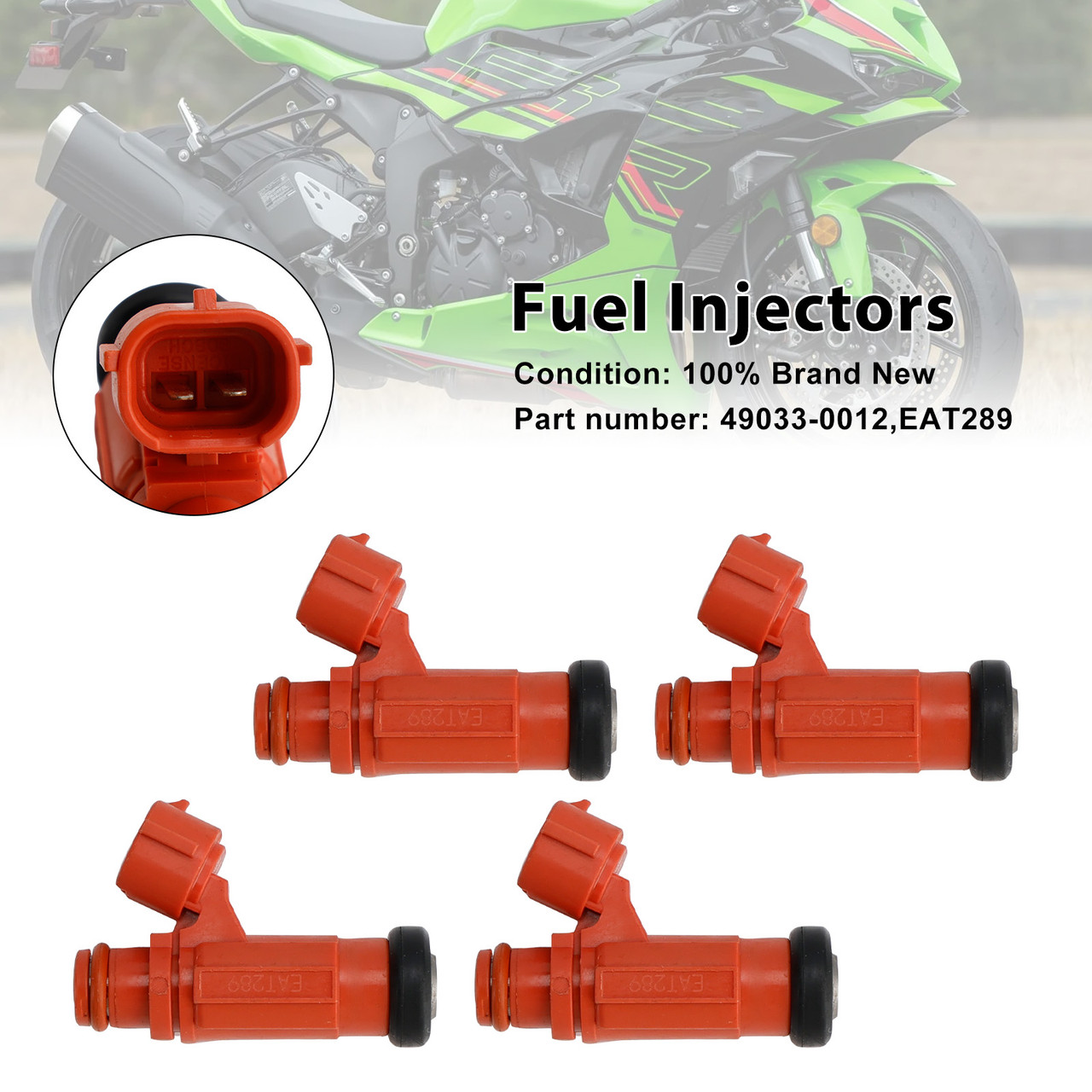 2011-2019 Kawasaki NINJA 1000 ZX1000 4PCS Fuel Injectors 49033-0012 EAT289 Generic