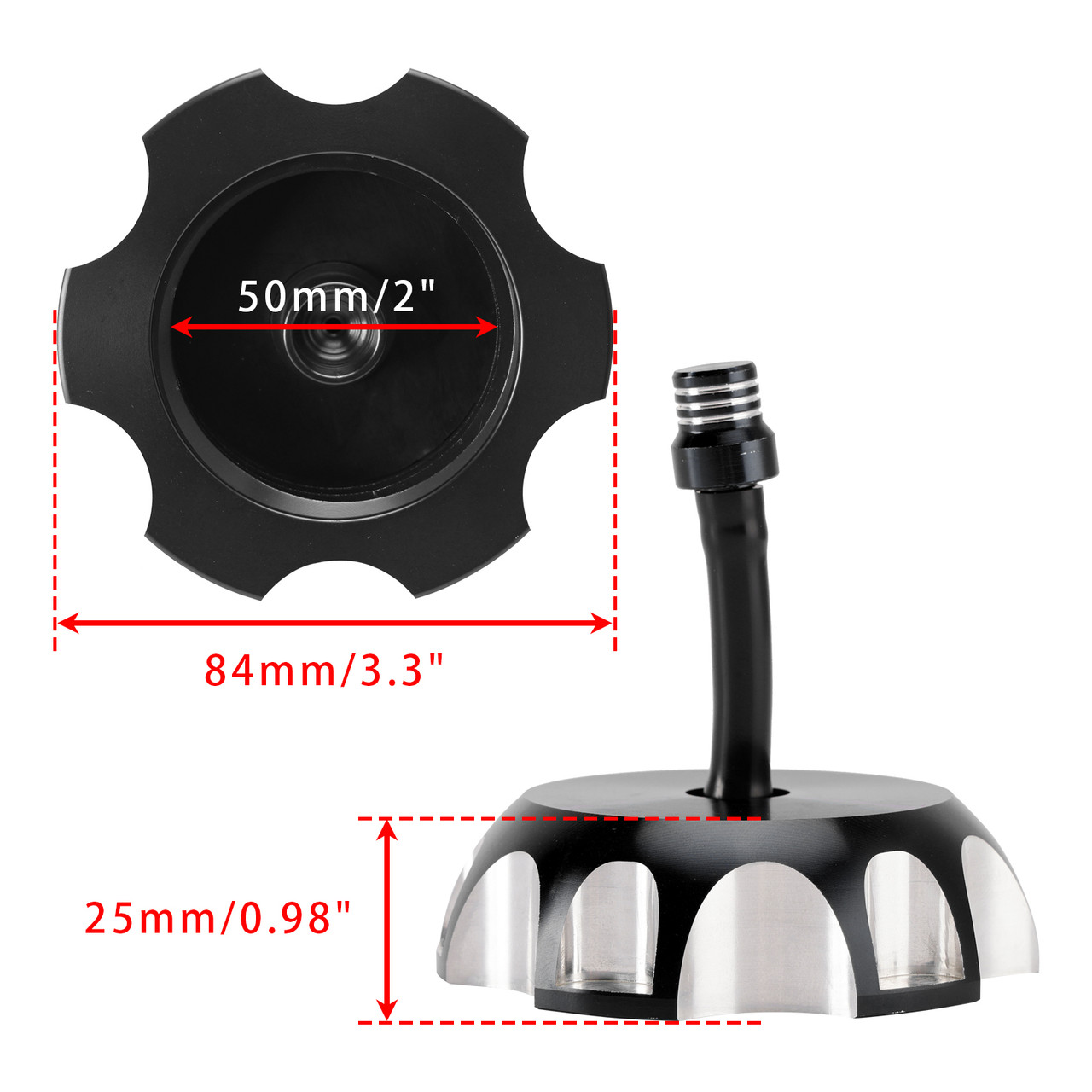 2000-2017 Honda CR85/R CR125R CR250R Aluminum Gas Fuel Tank Cap with Vent Hose 2FJ-24610-00 Black Generic