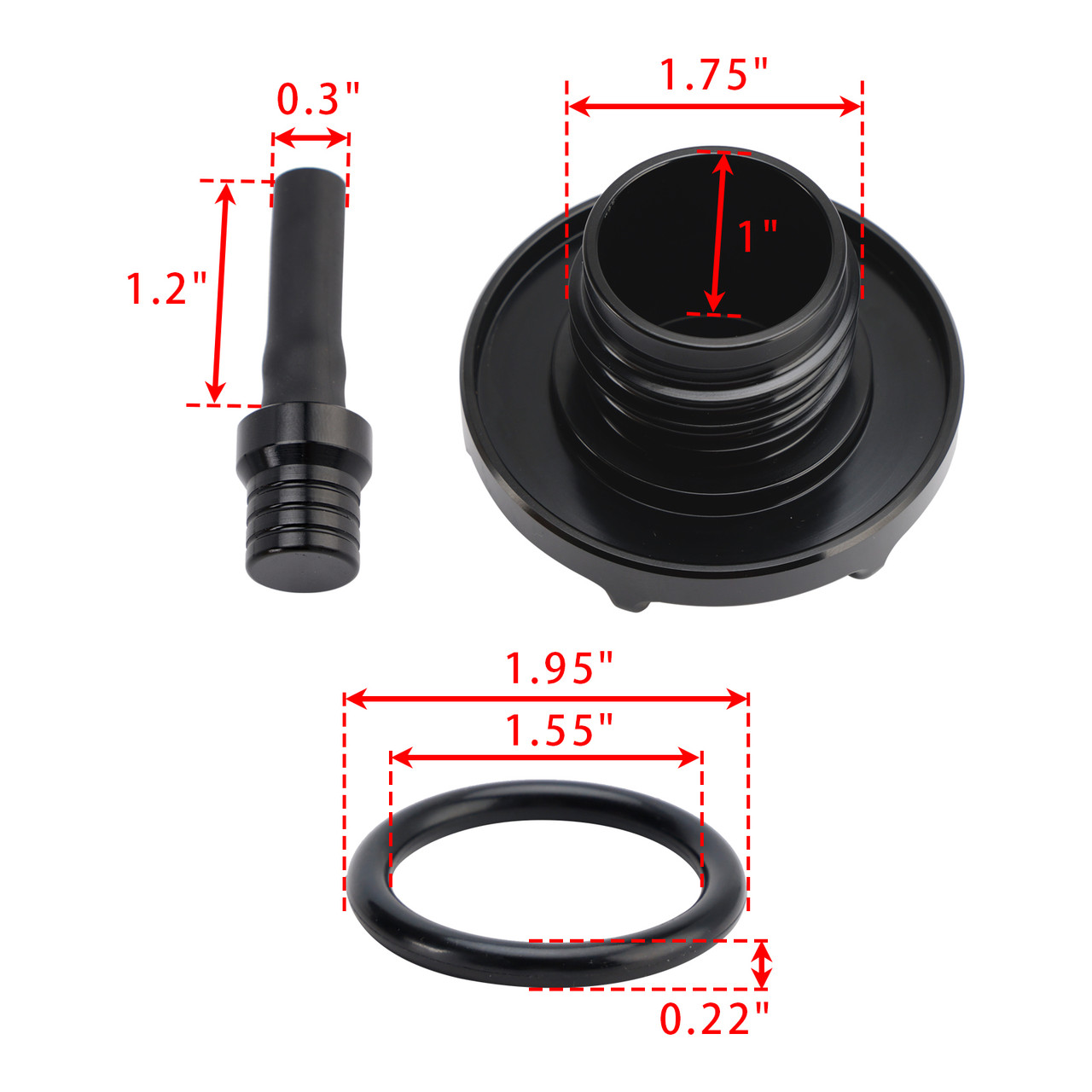 1996-up Touring and Softai Aluminum Gas Fuel Tank Cap with Vent Hose Black Generic