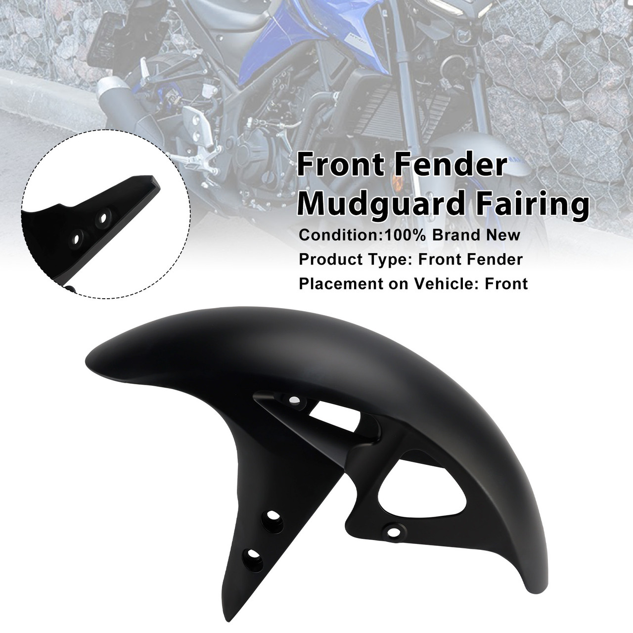 2025-2026 Yamaha YZF-R3/ YZF-R25/ MT-03 Front Fender Mudguard Fairing Matte Black Generic