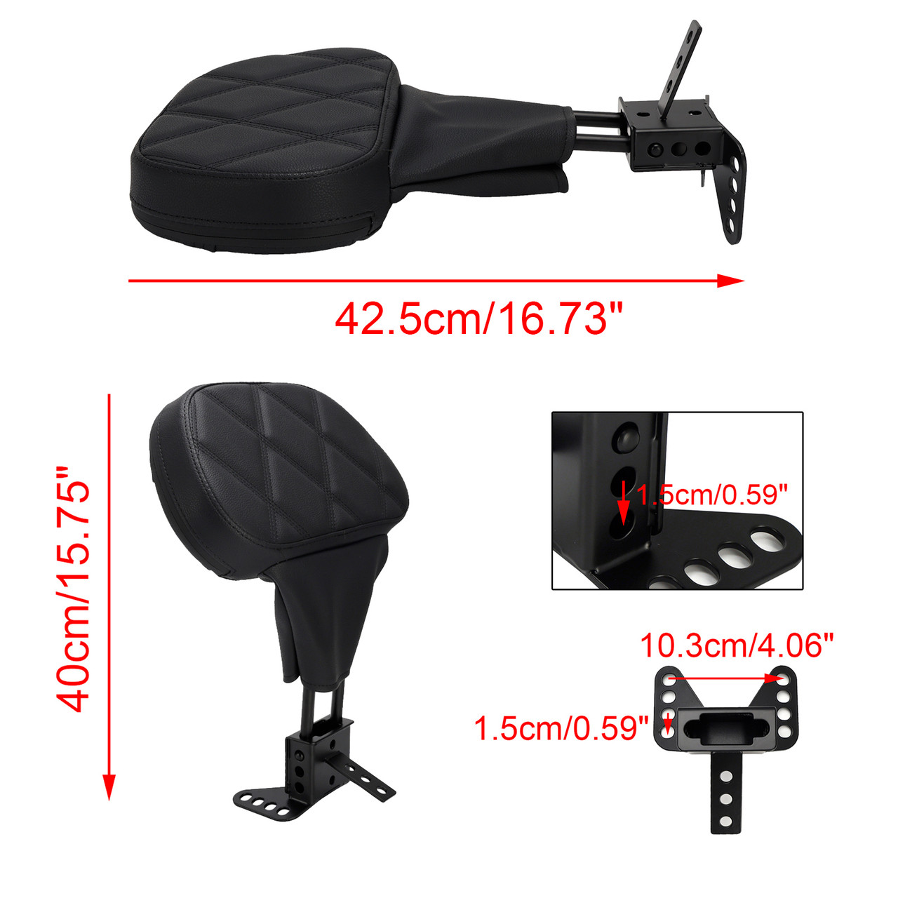 1988-2008 Touring Street Glide Electra Road Glide Road King Tri Glide Driver Sissy Bar Backrest Driver Backrest pad Diamond pattern Generic