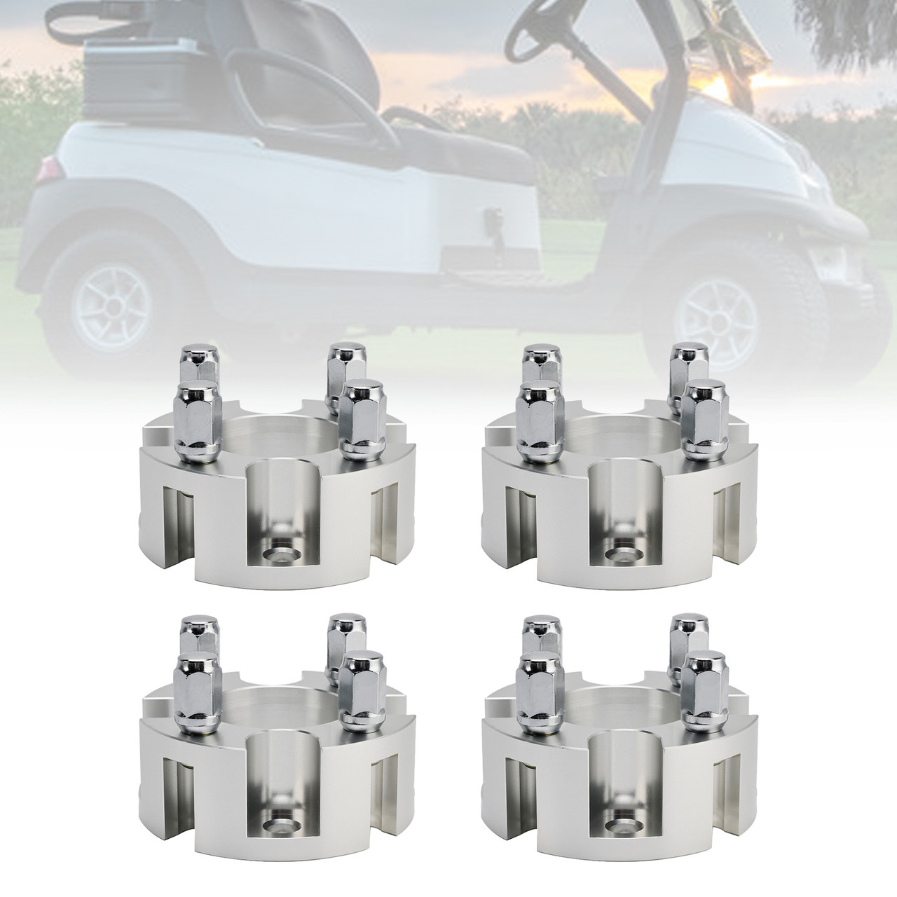 Yamaha Club Car Ezgo 2 Inch Golf Cart Wheel Spacers Kit With Lug Nuts Silver Generic