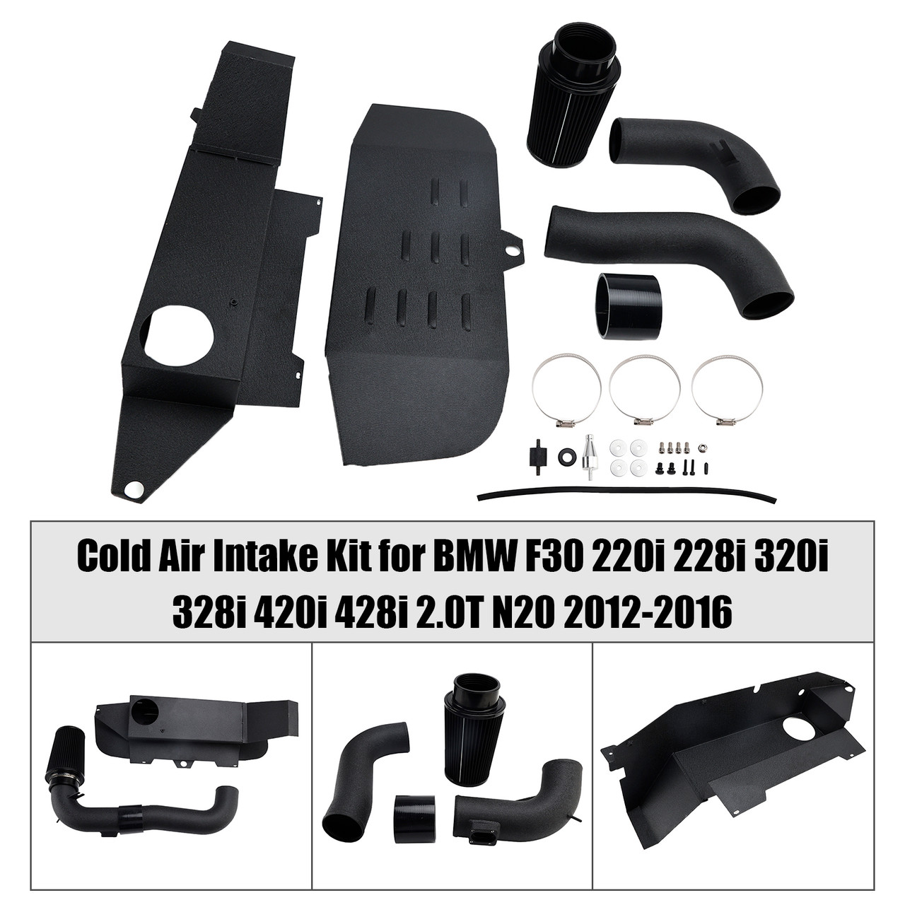 2013-2016 BMW 228i 320i 328i 420i 428i 2.0T N20 Cold Air Intake Kit Generic