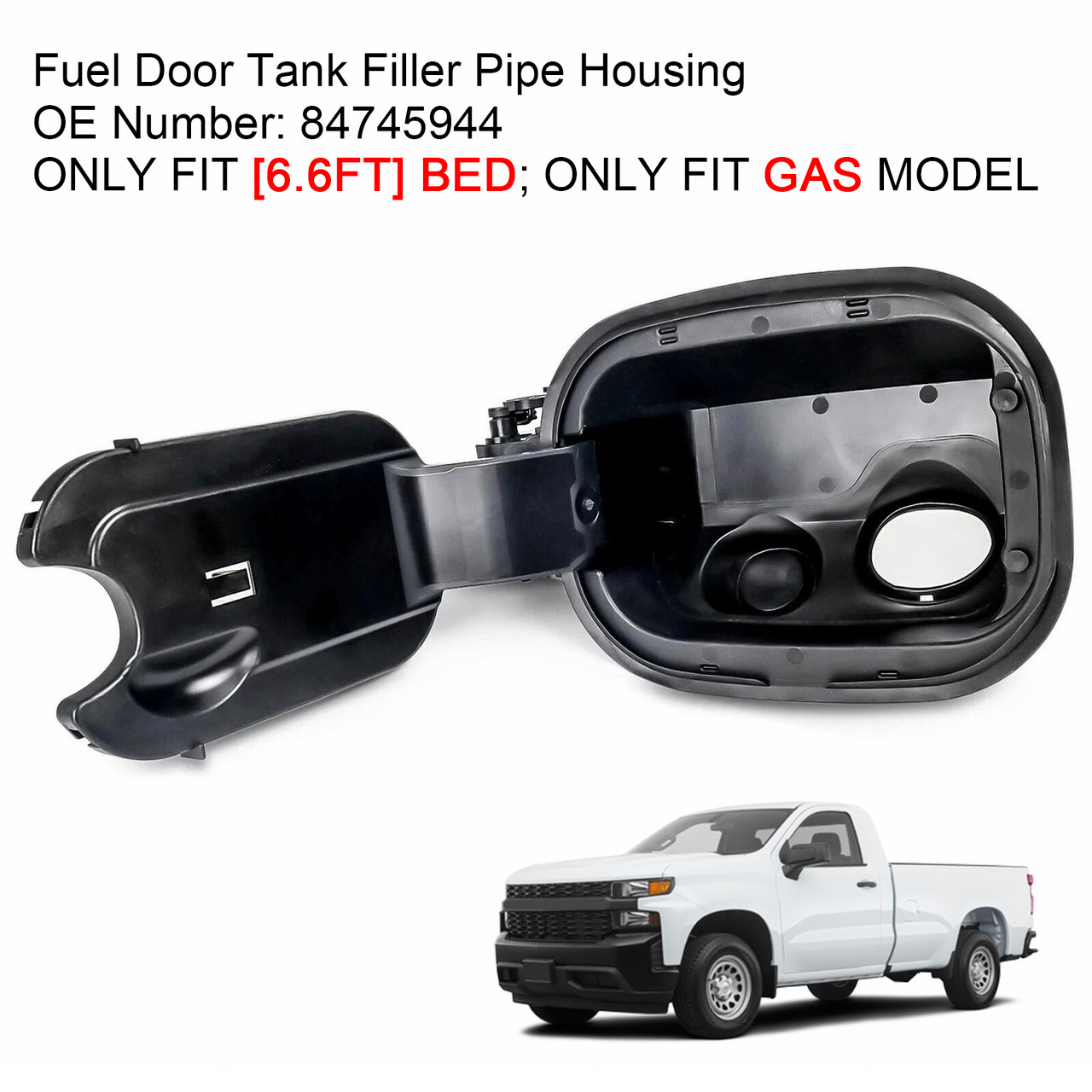 2019-2024 Chevrolet Silverado 1500 6.5 Fuel Door Tank Filler Pipe Housing 84745944 Generic