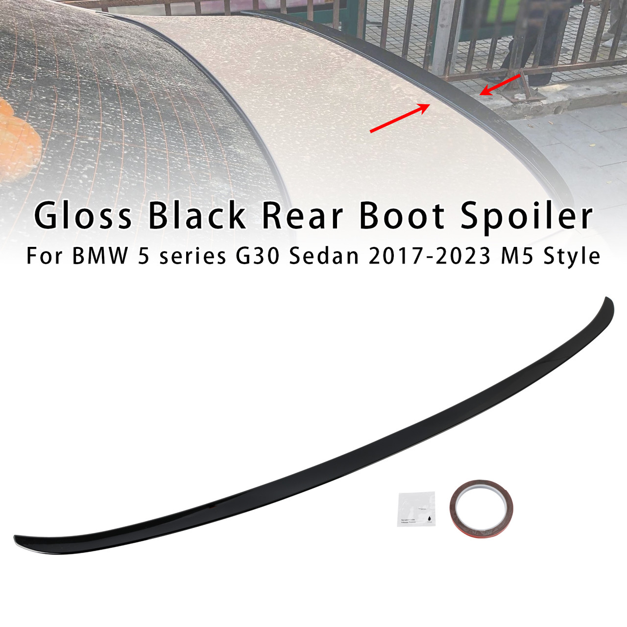 2017-2023 BMW 5 series G30 Sedan Rear Boot Spoiler Gloss Black Generic