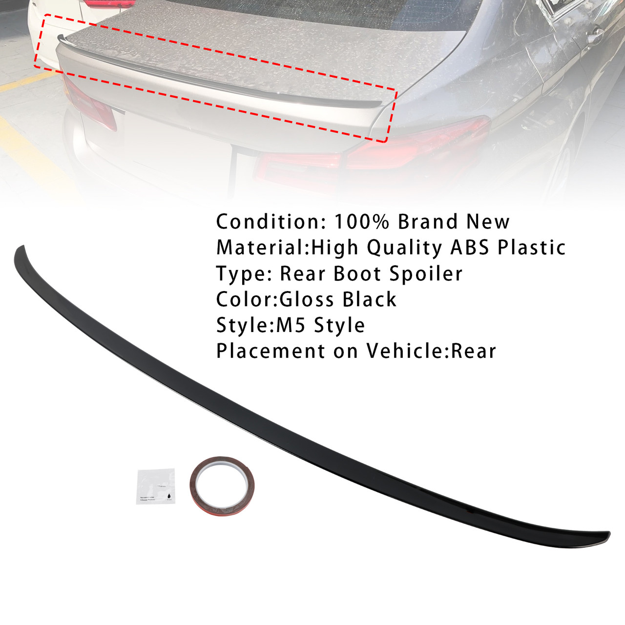 2017-2023 BMW 5 series G30 Sedan Rear Boot Spoiler Gloss Black Generic