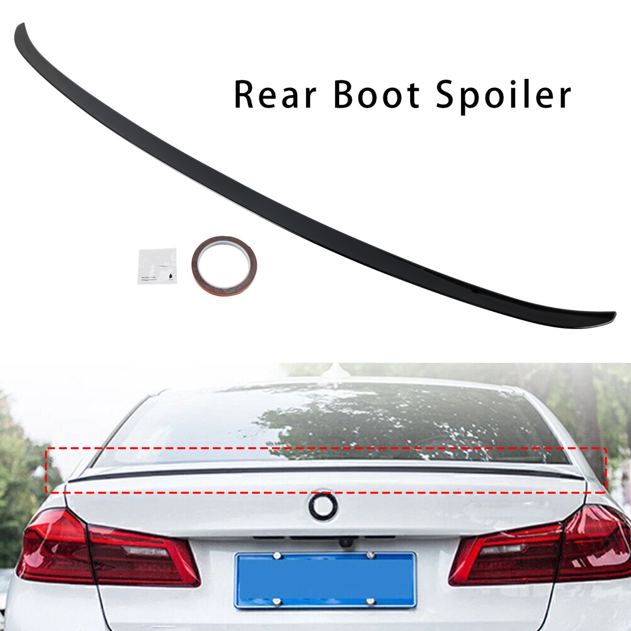 2017-2023 BMW 5 series G30 Sedan Rear Boot Spoiler Gloss Black Generic