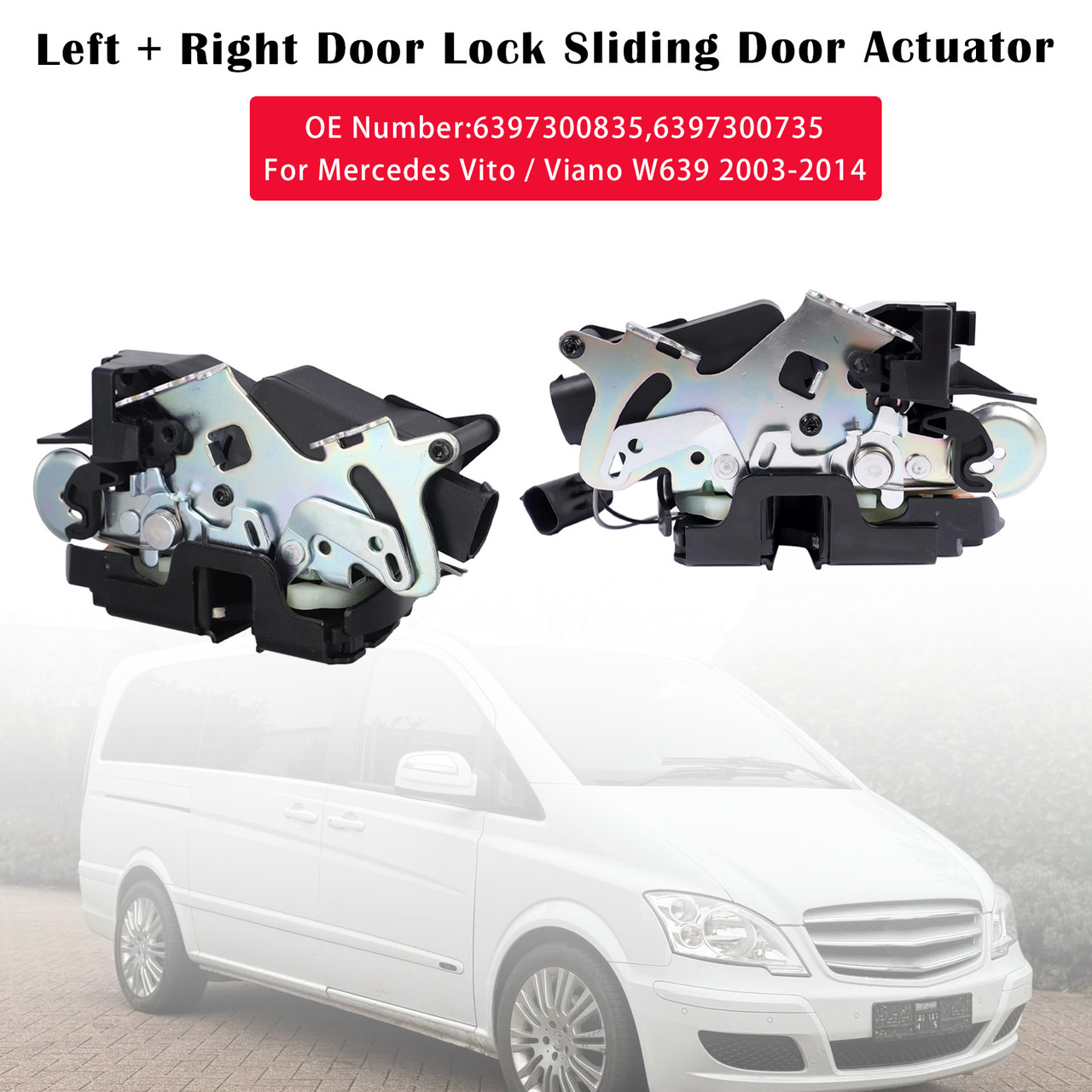 2003-2014 Mercedes Vito/ Viano W639 Left+Right Door Lock Sliding Door Actuator 6397300835 6397300735 Generic