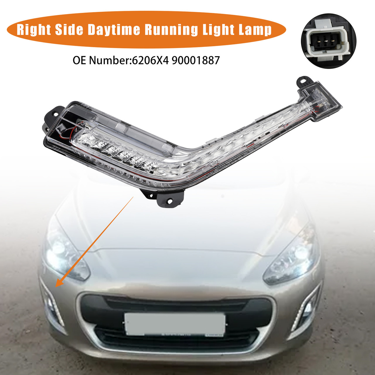2011-2014 Peugeot 308 Mk1 Hatch Right Side DRL Light Lamp LED Bulbs Generic