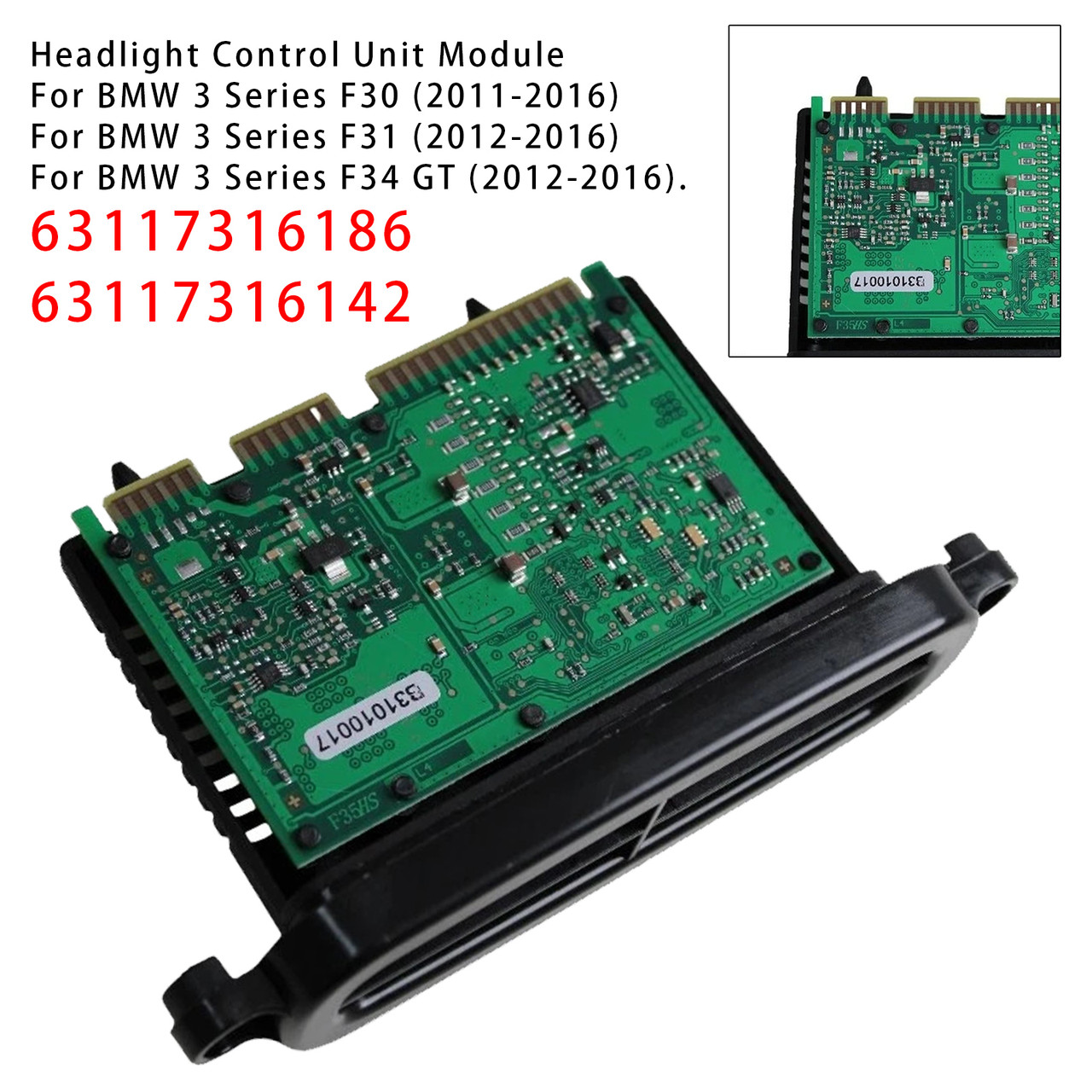 2011-2016 BMW 3 Series F30 Xenon Adaptive Headlight Control Unit Module Lear TMS 7316186 Generic