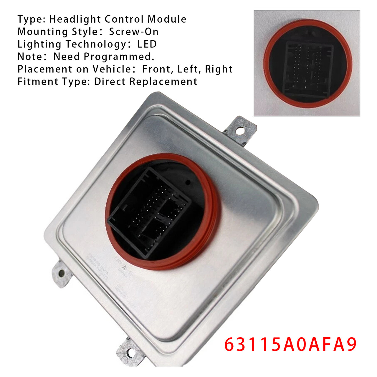 BMW 3 7 8 Series X5 X6 X7 G20 G11 LED Headlight Control Module 63115A0AFA9 Generic