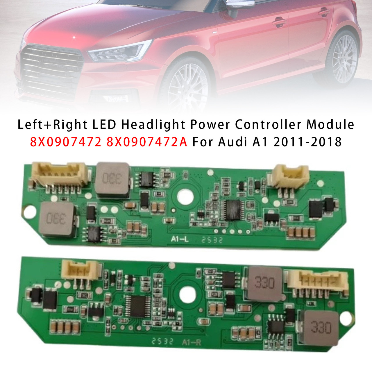 2011-2018 Audi A1 Left+Right LED Headlight Power Controller Module 8X0907472 8X0907472A Generic