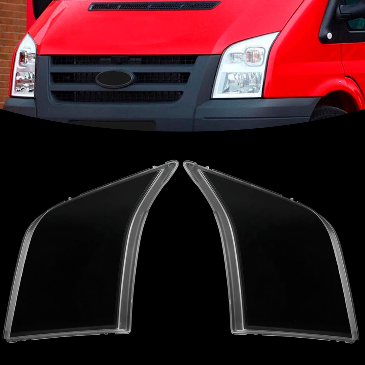 2006-2014 Ford Transit Van MK7 VM V348 2Pcs Clear Headlight Lens Cover Shell Generic