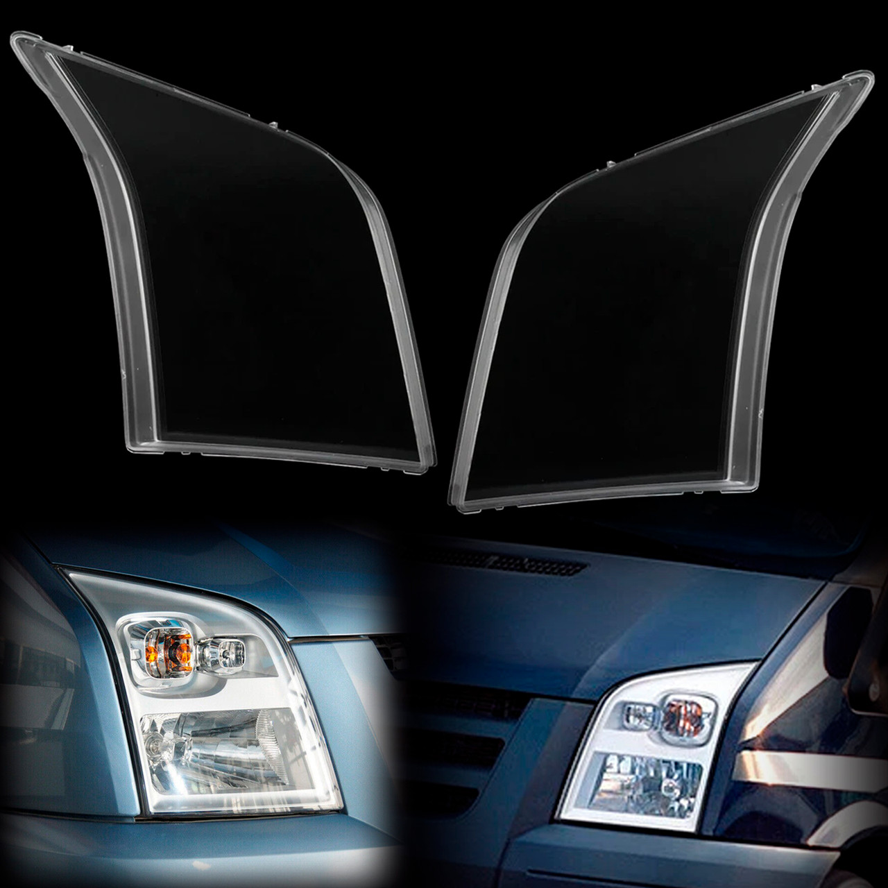 2006-2014 Ford Transit Van MK7 VM V348 2Pcs Clear Headlight Lens Cover Shell Generic