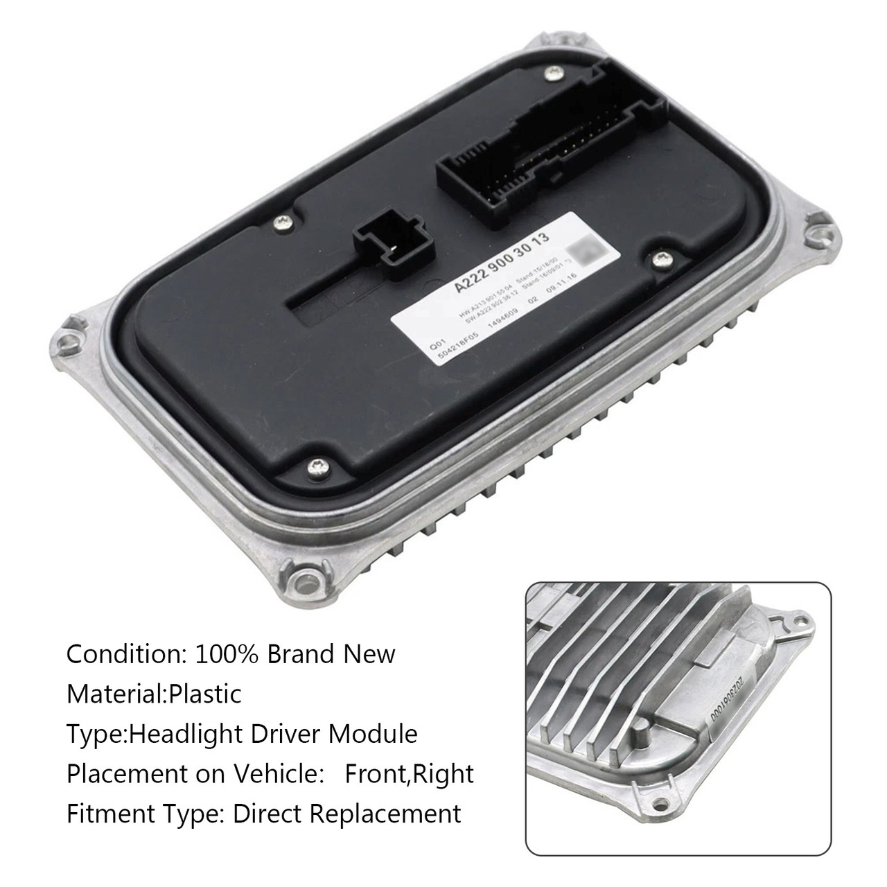 2017- MERCEDES BENZ E/S Class W222/W213/W238/W205 Right Headlight Driver Control Module A2139005711 Generic